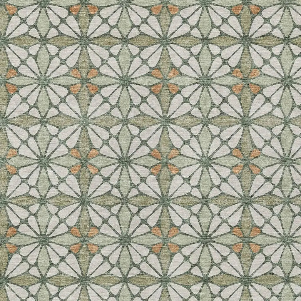8' X 10' Linen And Beige Geometric Washable Indoor Outdoor Area Rug Homeroots Outdoor