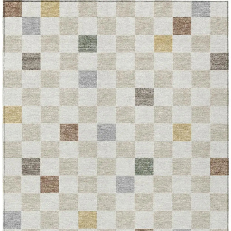 8' X 10' Linen And Black Geometric Washable Indoor Outdoor Area Rug Homeroots Outdoor