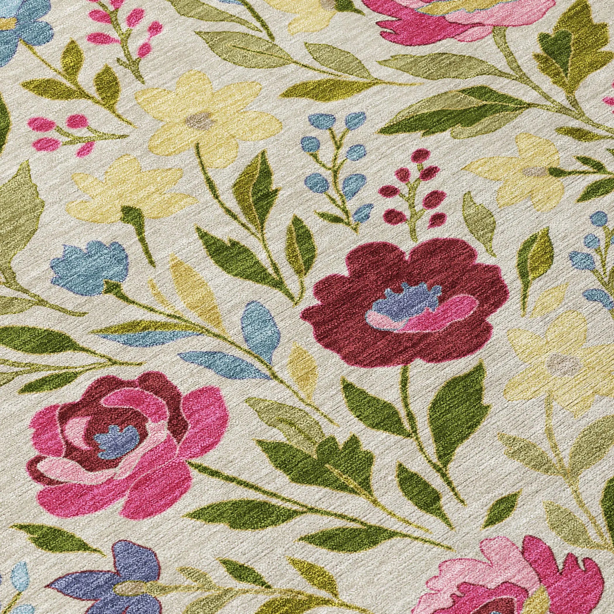 8' X 10' Linen And Blush Floral Washable Indoor Outdoor Area Rug Homeroots Outdoor