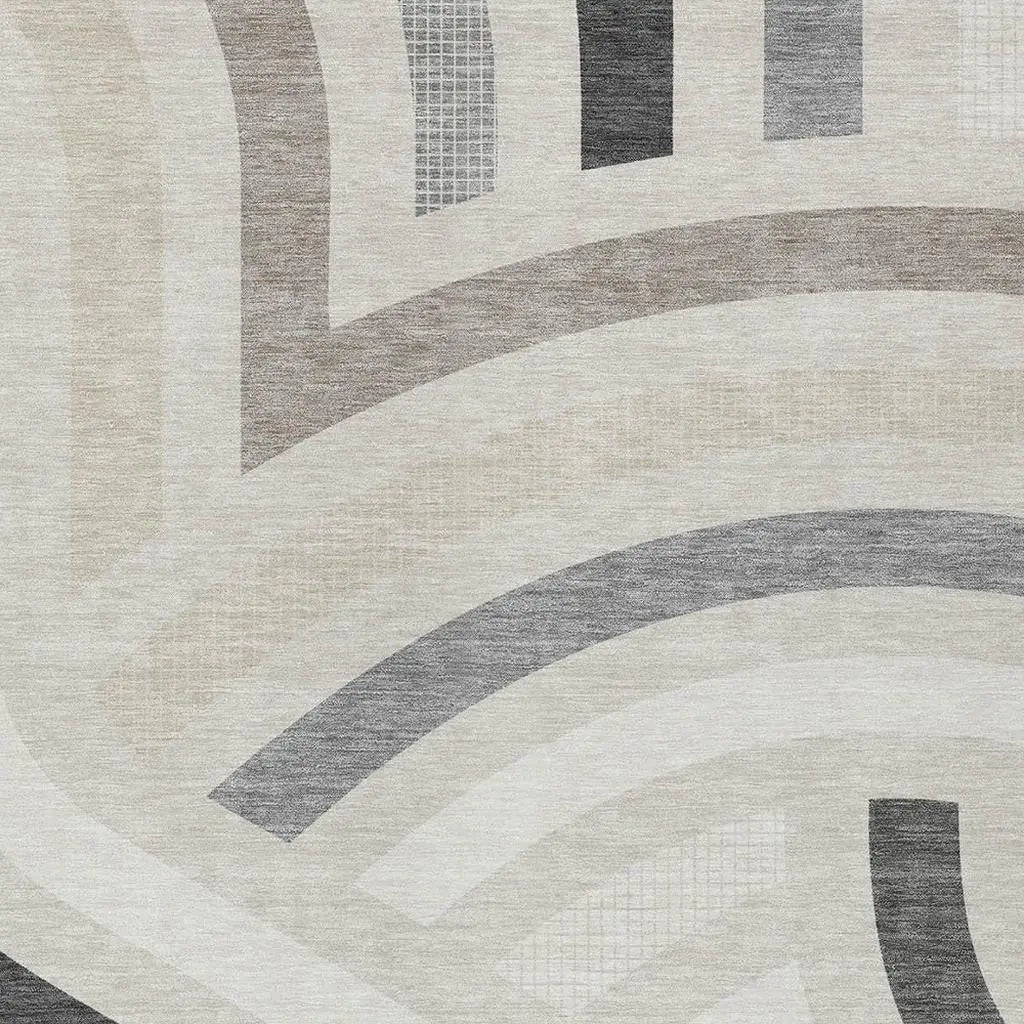 8' X 10' Linen And Ivory Abstract Washable Indoor Outdoor Area Rug Homeroots Outdoor