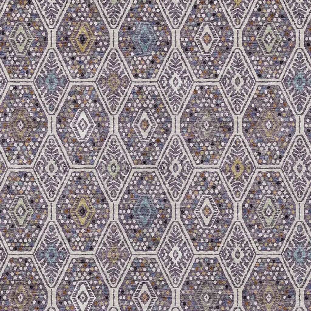 8' X 10' Linen And Plum Geometric Washable Indoor Outdoor Area Rug Homeroots Outdoor