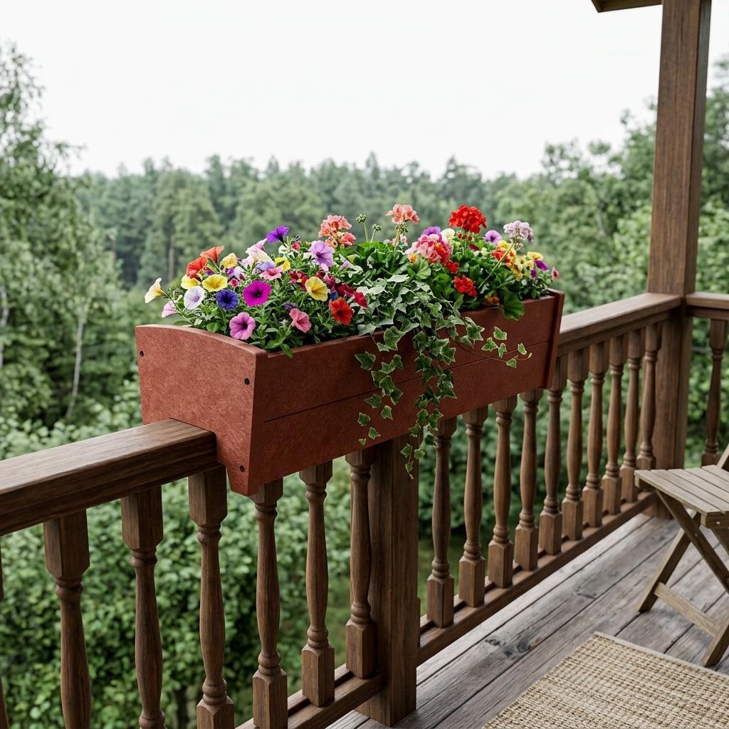 8" X 10" Mahogany Heavy Duty Plastic Rectangular Railing Planter Homeroots Outdoor