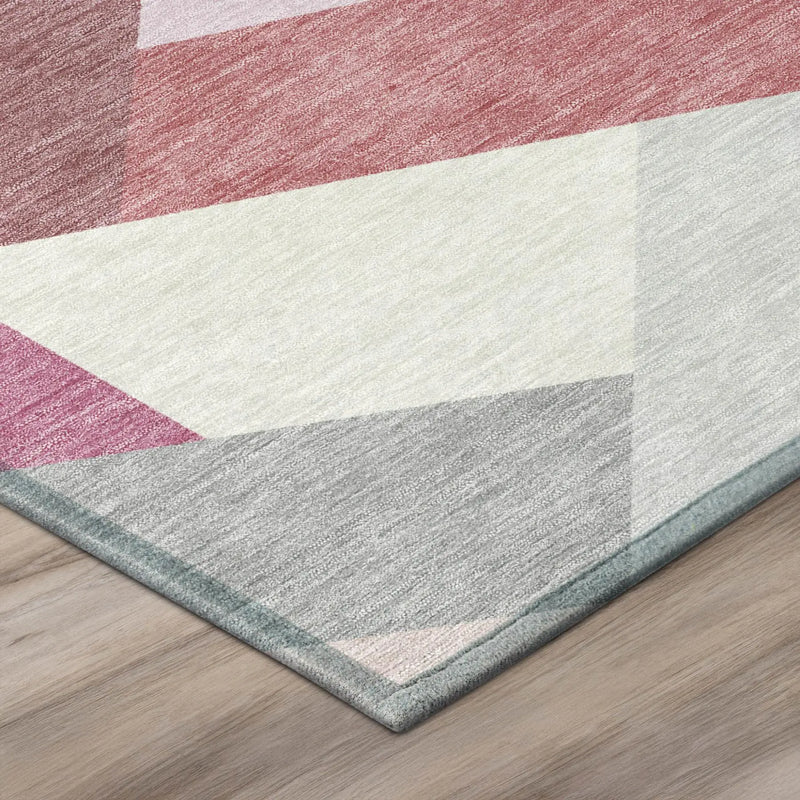 8' X 10' Mauve And Pink Geometric Washable Indoor Outdoor Area Rug Homeroots Outdoor
