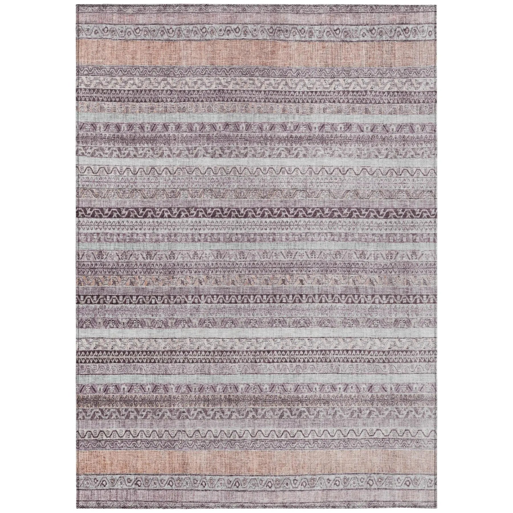 8' X 10' Mauve And Pink Striped Washable Indoor Outdoor Area Rug Homeroots Outdoor