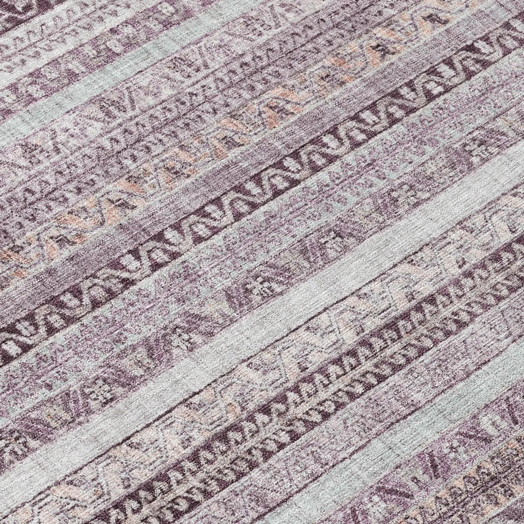 8' X 10' Mauve And Pink Striped Washable Indoor Outdoor Area Rug Homeroots Outdoor