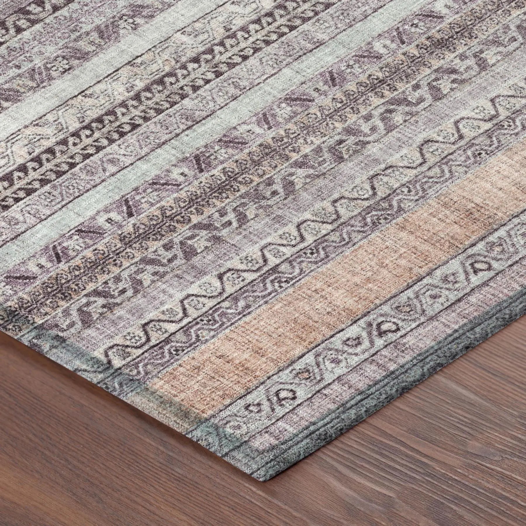 8' X 10' Mauve And Pink Striped Washable Indoor Outdoor Area Rug Homeroots Outdoor