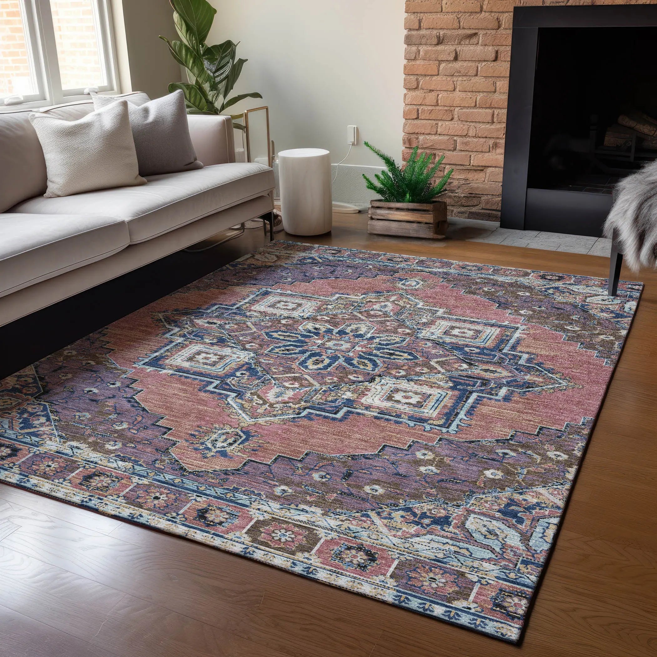 8' X 10' Merlot And Gold Oriental Washable Indoor Outdoor Area Rug Homeroots Outdoor