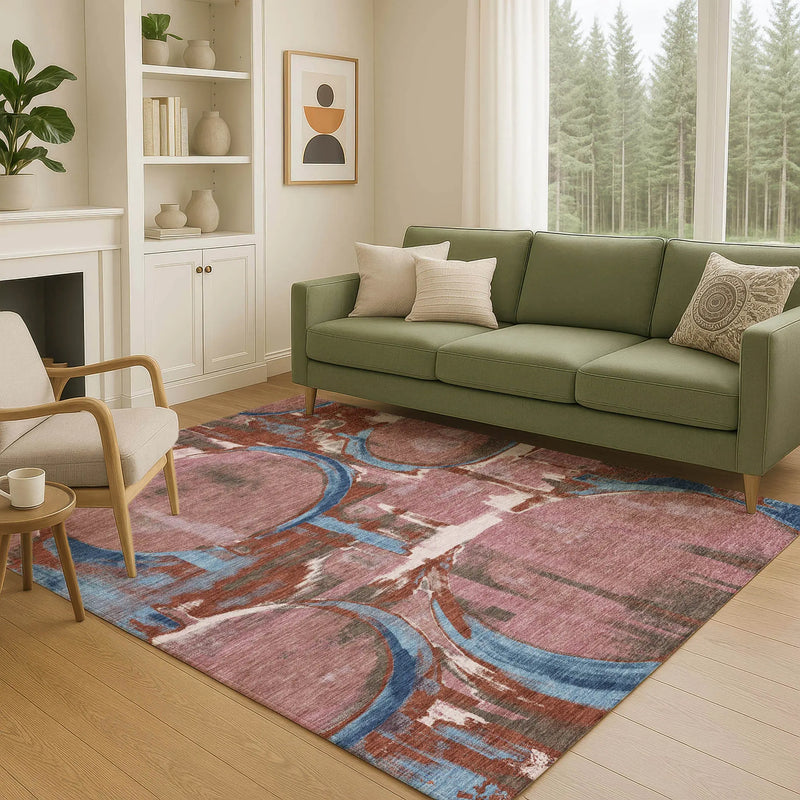 8' X 10' Merlot And Red Abstract Washable Indoor Outdoor Area Rug Homeroots Outdoor