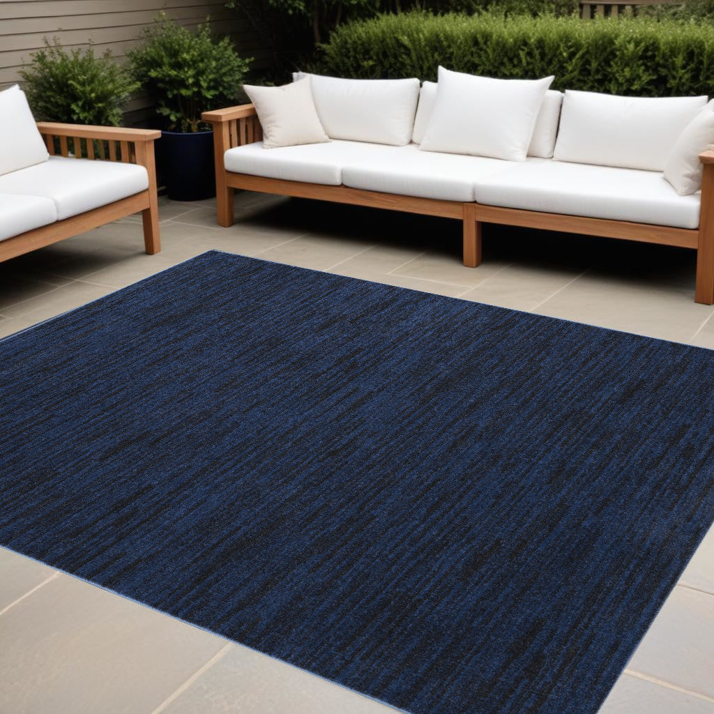 8' X 10' Midnight Blue Stain Resistant Indoor Outdoor Area Rug - GreatEagleInc