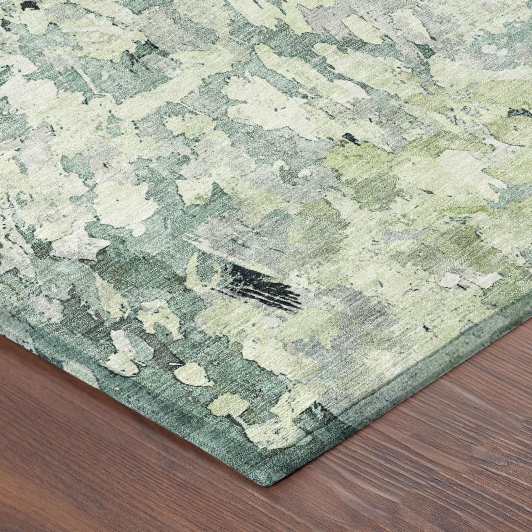 8' X 10' Mint Green And Green Abstract Washable Indoor Outdoor Area Rug Homeroots Outdoor