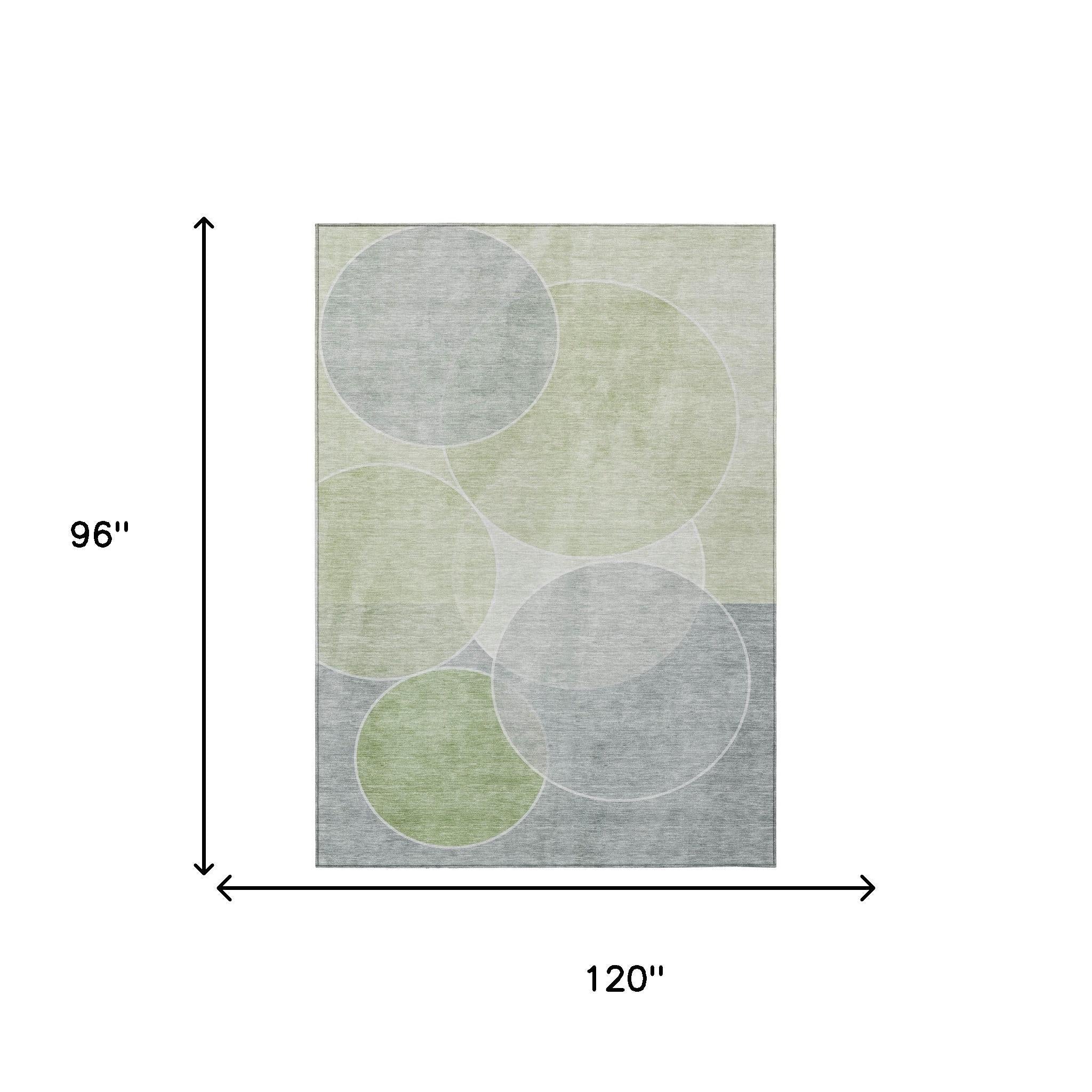 8' X 10' Mint Green And Green Geometric Washable Indoor Outdoor Area Rug Homeroots Outdoor