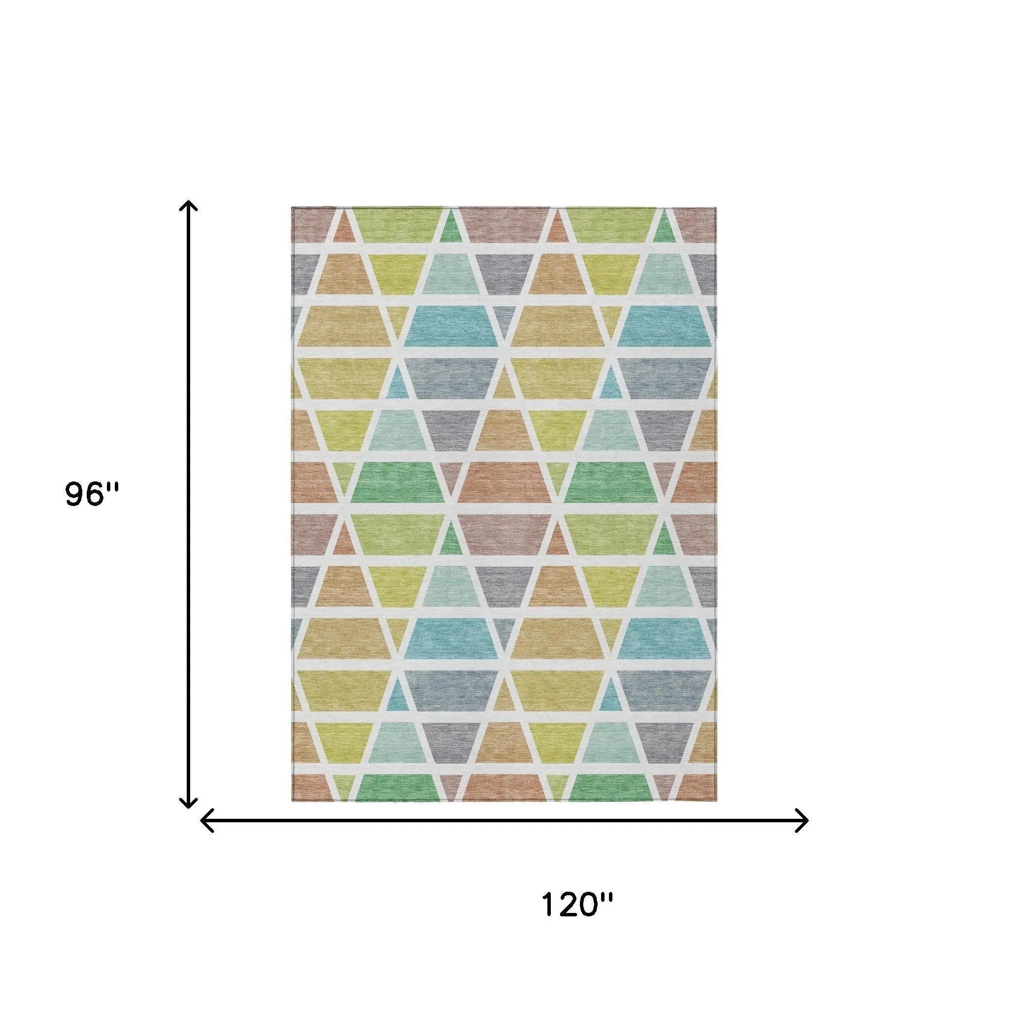 8' X 10' Mint Green And Green Geometric Washable Indoor Outdoor Area Rug Homeroots Outdoor