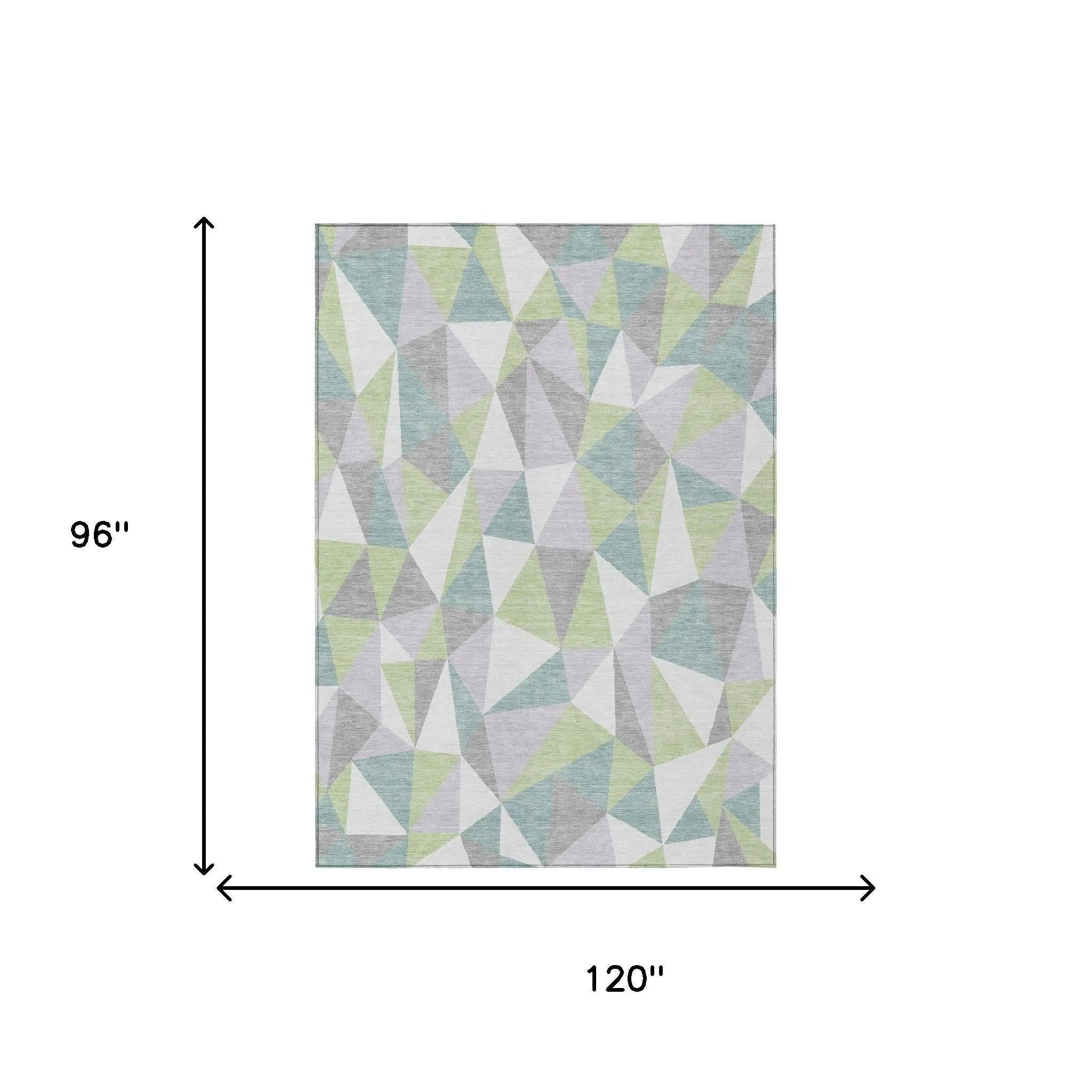 8' X 10' Mint Green And Green Geometric Washable Indoor Outdoor Area Rug Homeroots Outdoor