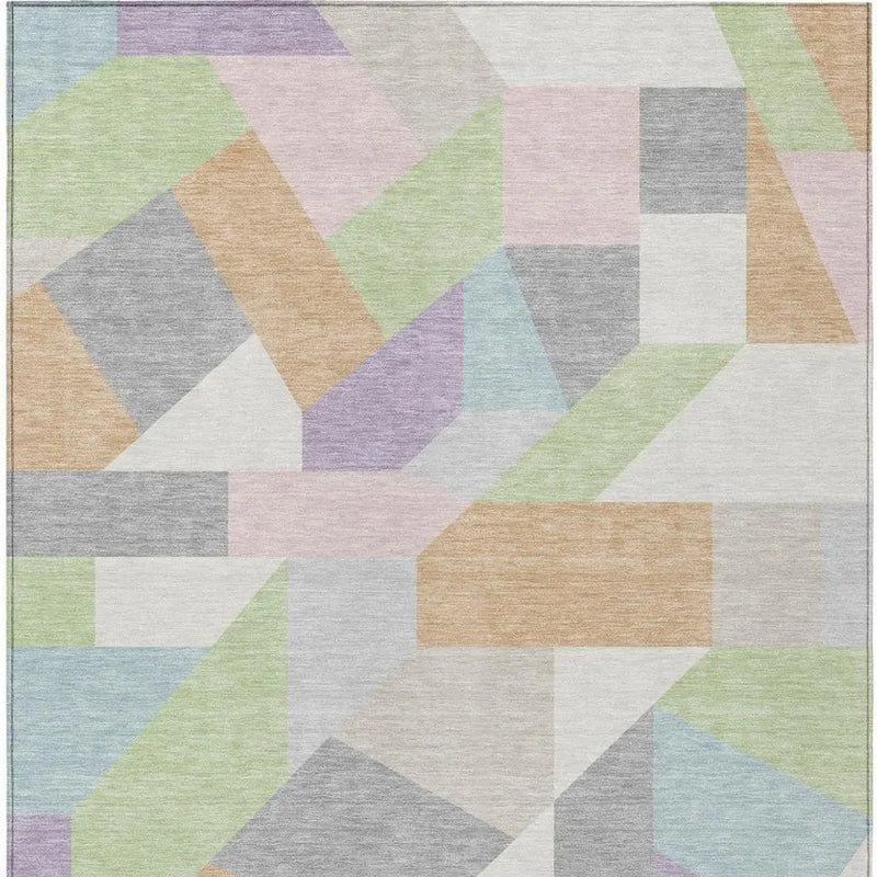 8' X 10' Mint Green And Green Geometric Washable Indoor Outdoor Area Rug Homeroots Outdoor