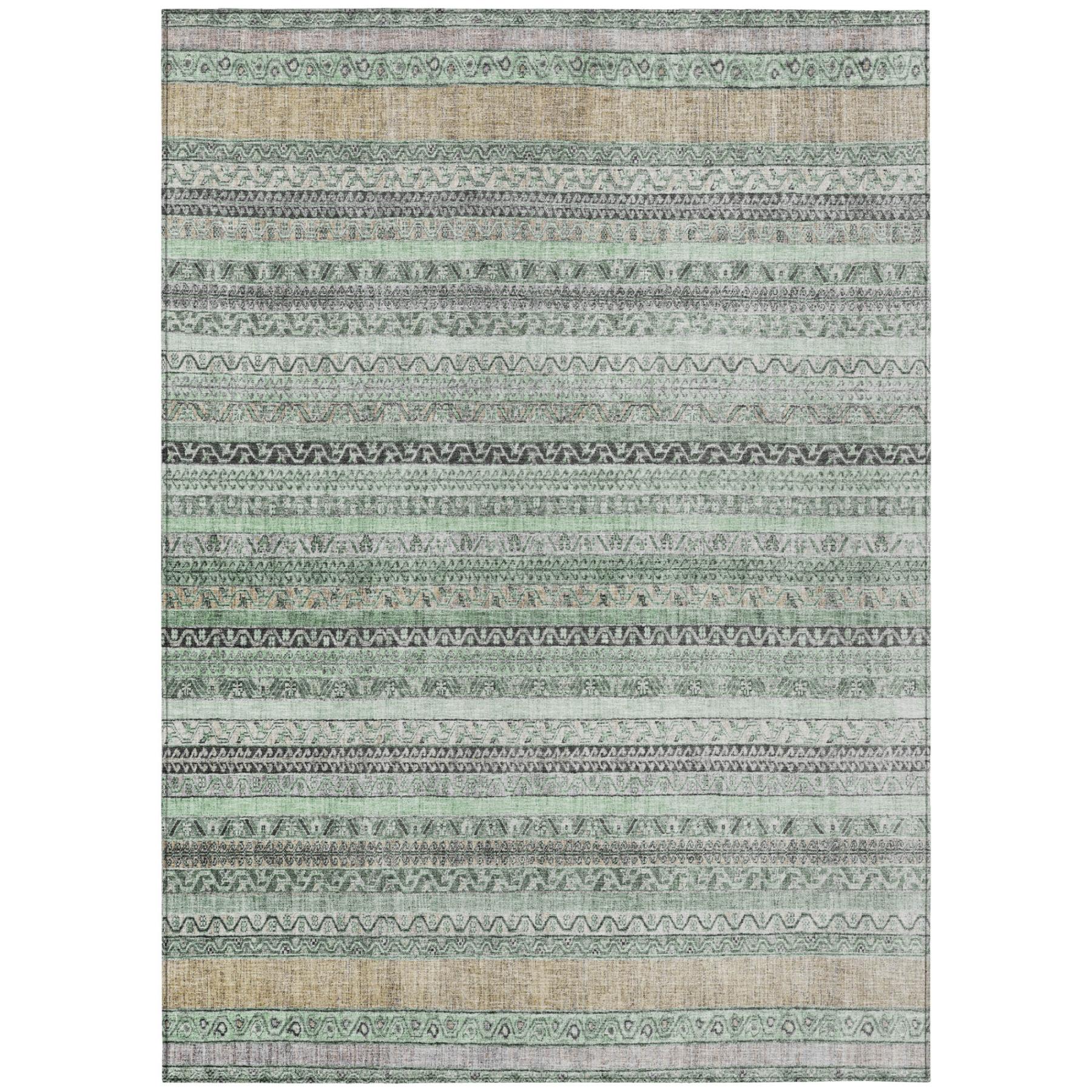 8' X 10' Mint Green And Green Striped Washable Indoor Outdoor Area Rug Homeroots Outdoor