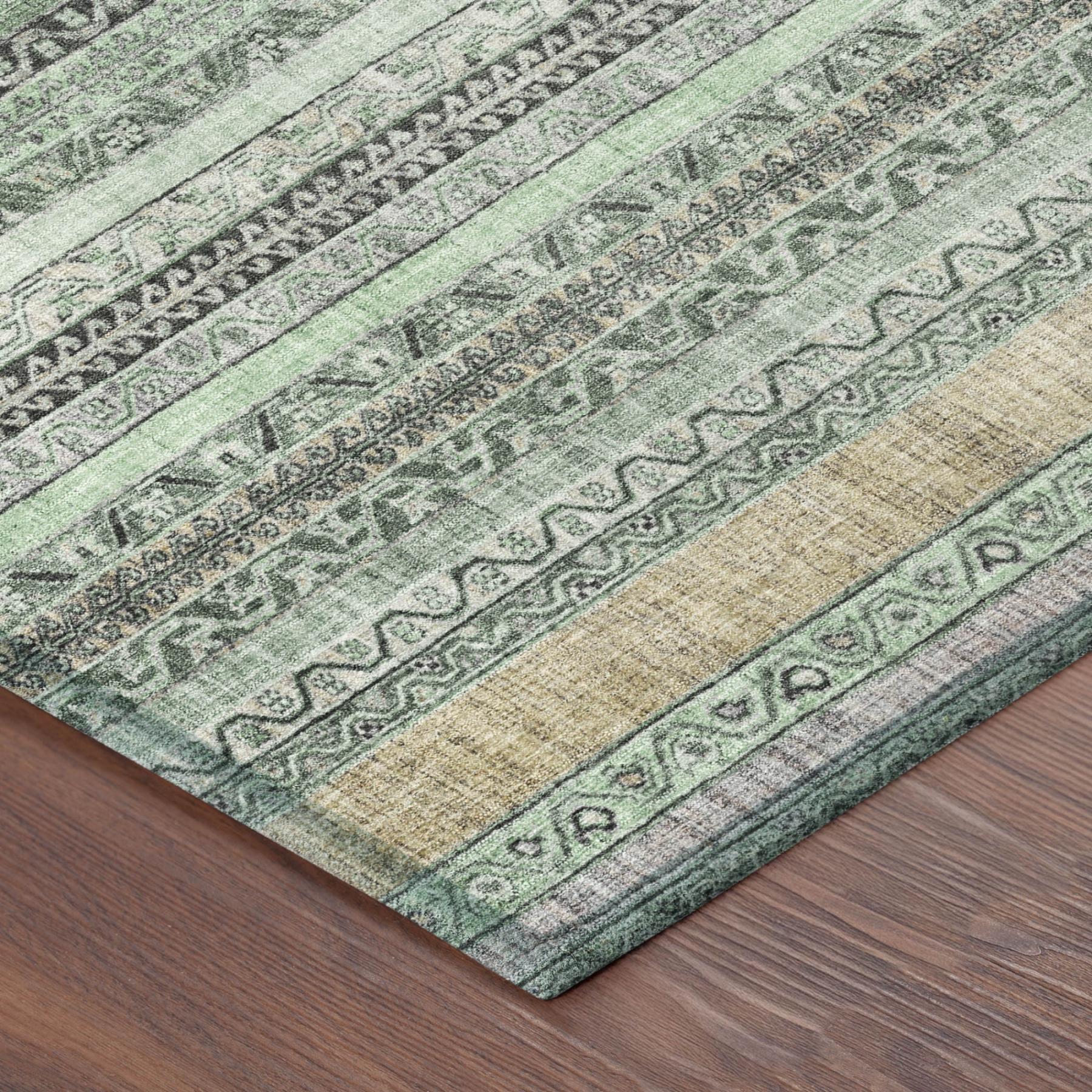 8' X 10' Mint Green And Green Striped Washable Indoor Outdoor Area Rug Homeroots Outdoor