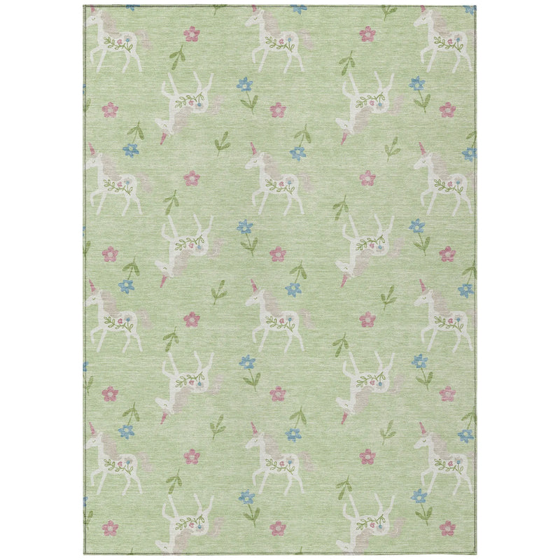 8' X 10' Mint Green And Ivory Floral Washable Indoor Outdoor Area Rug Homeroots Outdoor