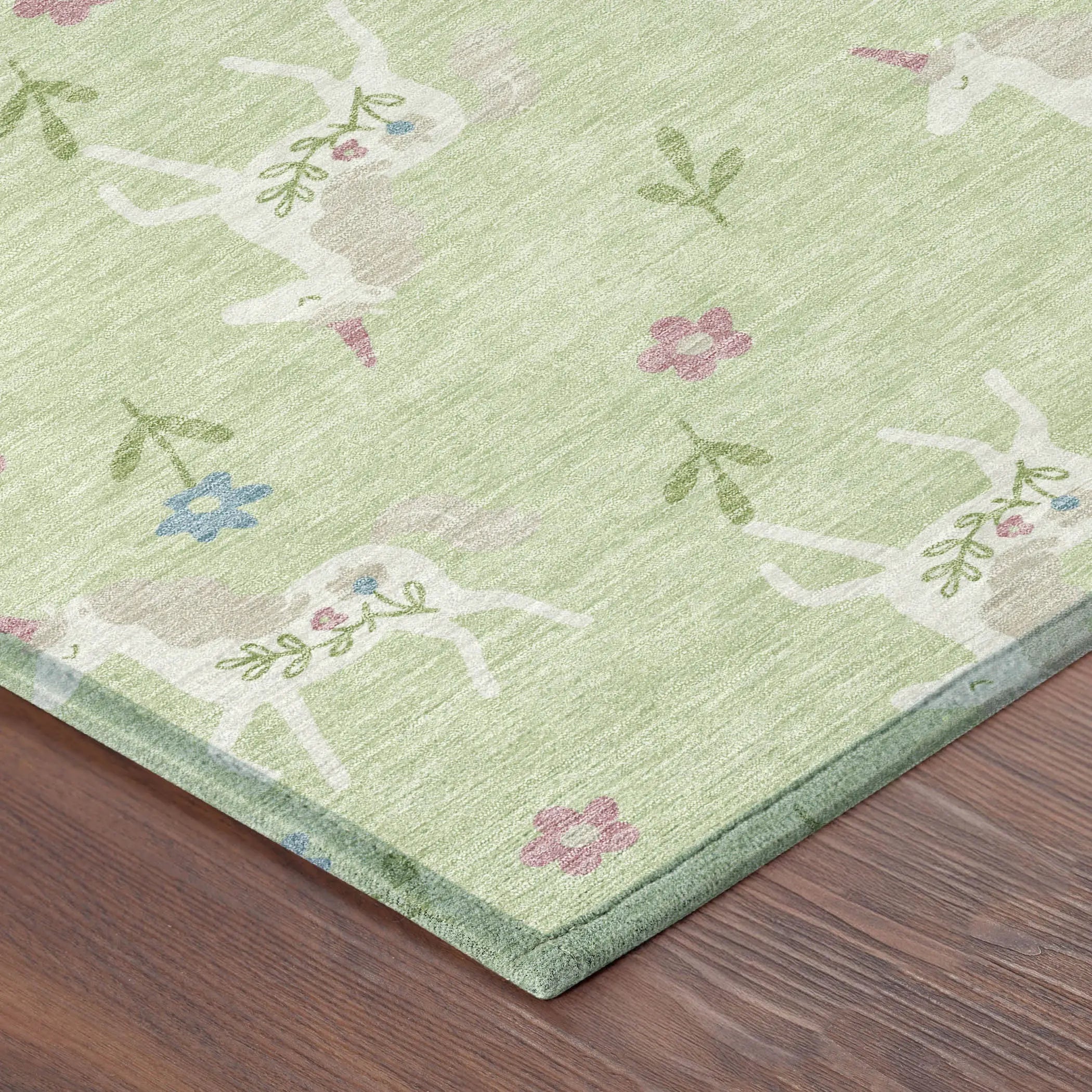 8' X 10' Mint Green And Ivory Floral Washable Indoor Outdoor Area Rug Homeroots Outdoor