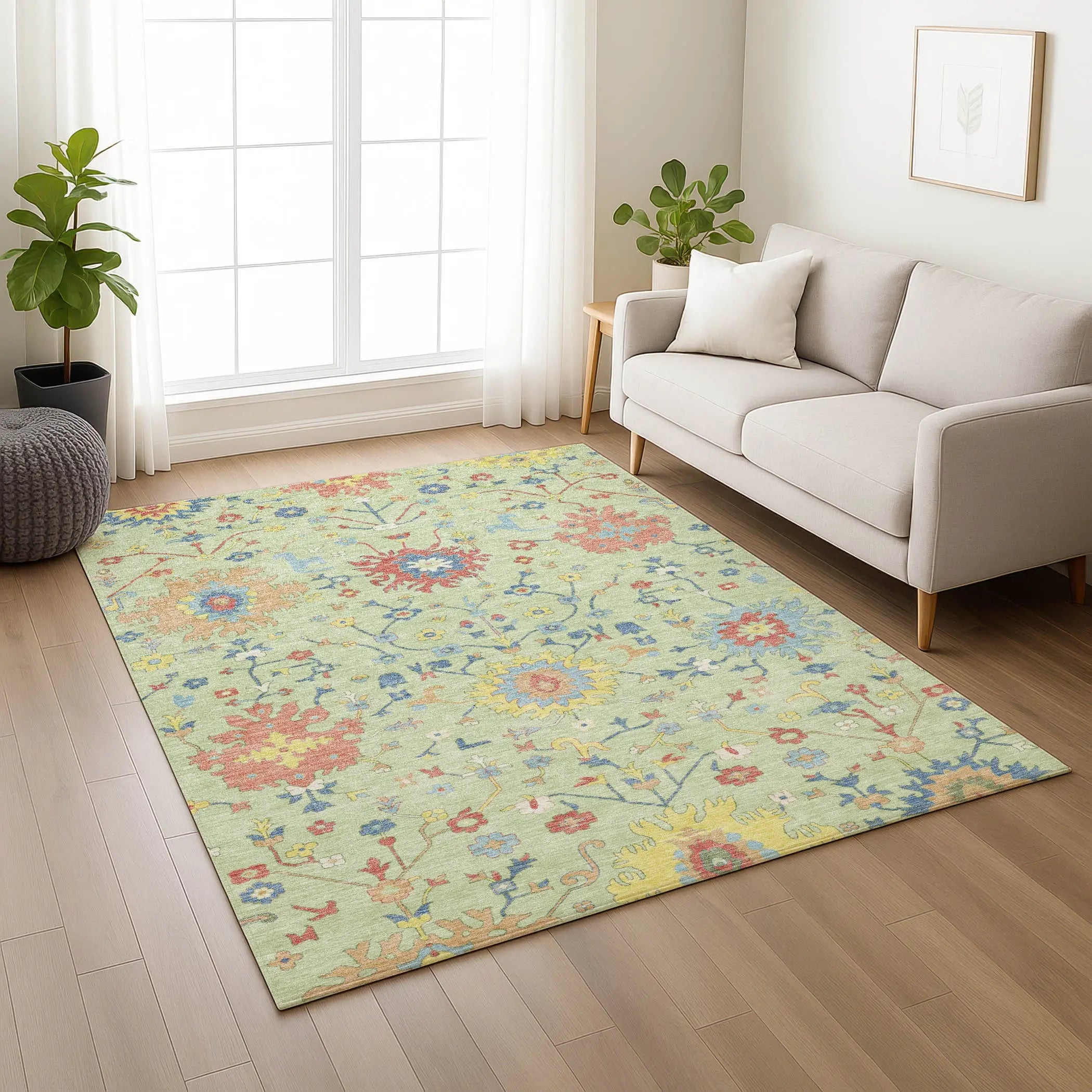 8' X 10' Mint Green And Salmon Faux Bois Washable Indoor Outdoor Area Rug Homeroots Outdoor