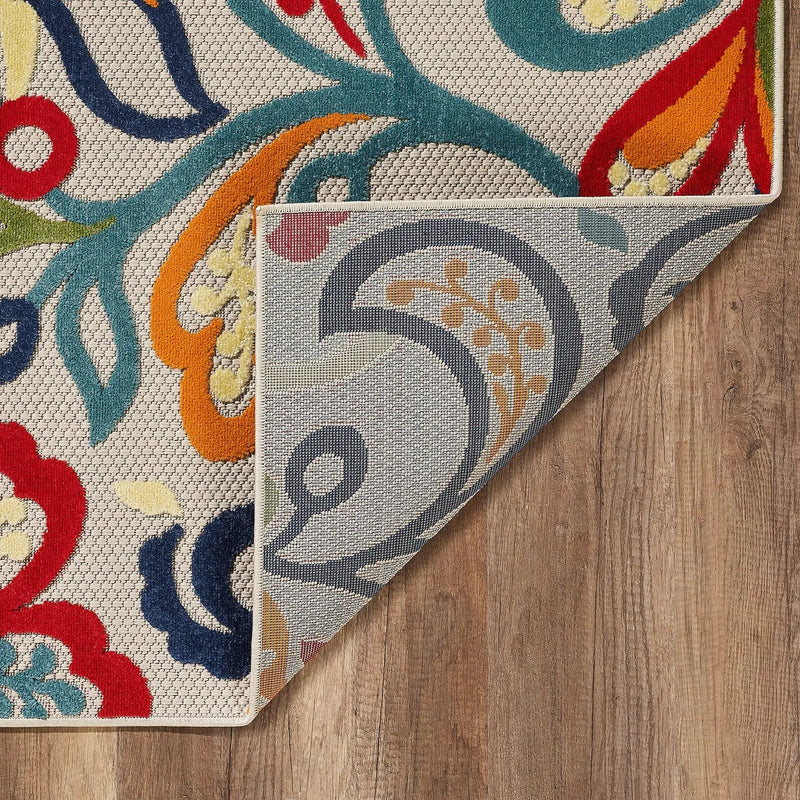 8’ X 10’ Multicolor Jacobean Floral Indoor Outdoor Area Rug Homeroots Outdoor