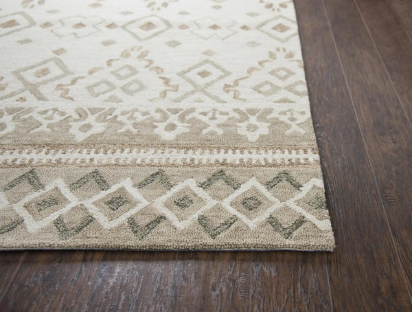 8' X 10' Natural Beige And Taupe Wool Geometric Hand Tufted Area Rug Homeroots Home Decor