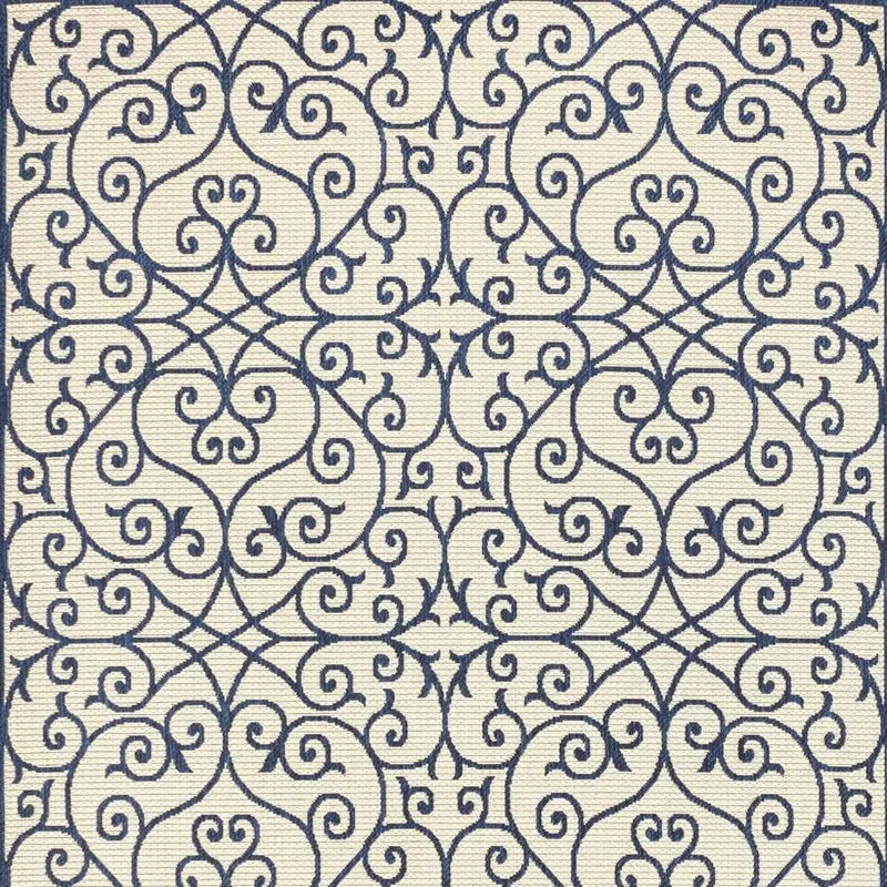8' X 10' Navy Blue And Beige Geometric Indoor Outdoor Area Rug Homeroots Outdoor