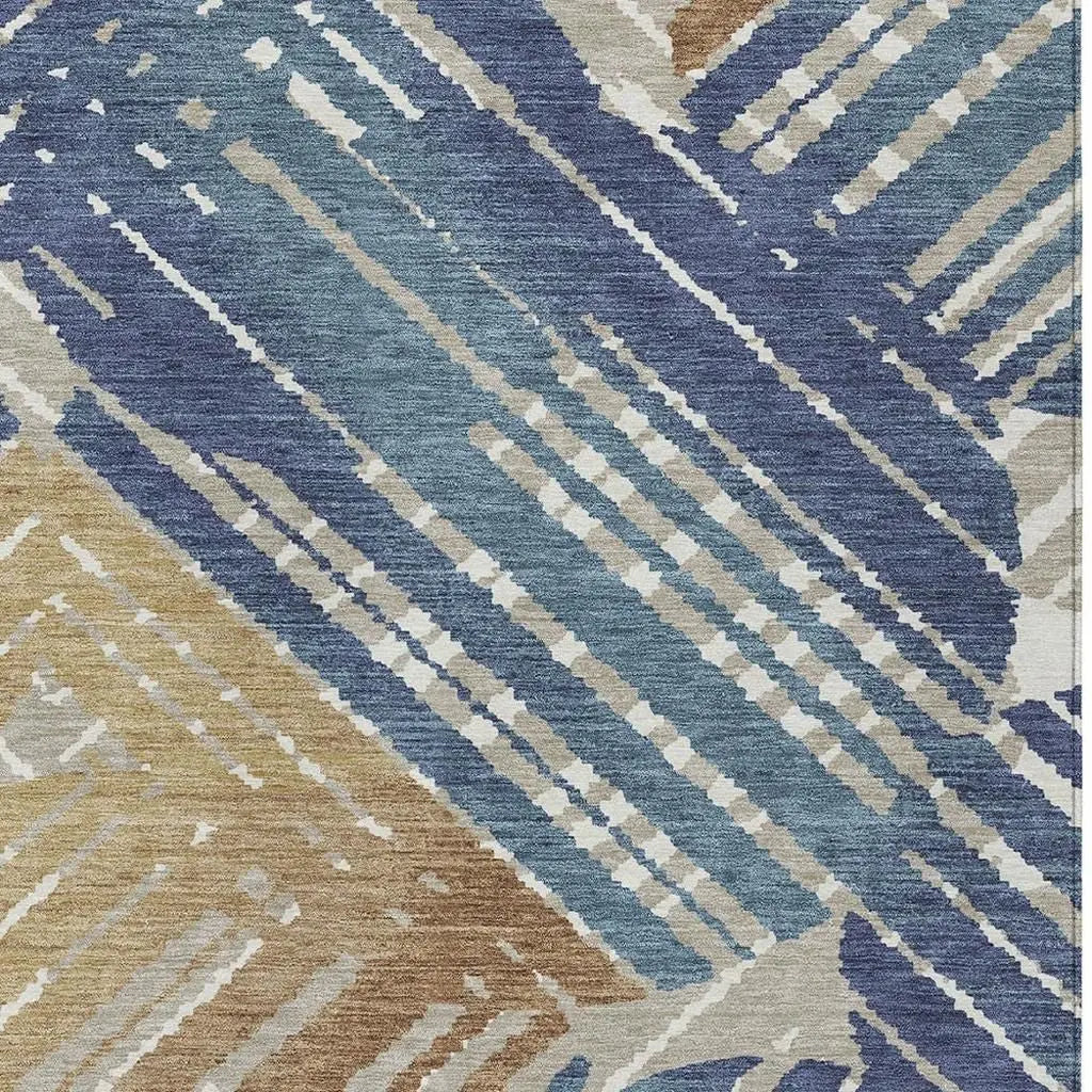8' X 10' Navy Blue And Black Geometric Washable Indoor Outdoor Area Rug Homeroots Outdoor