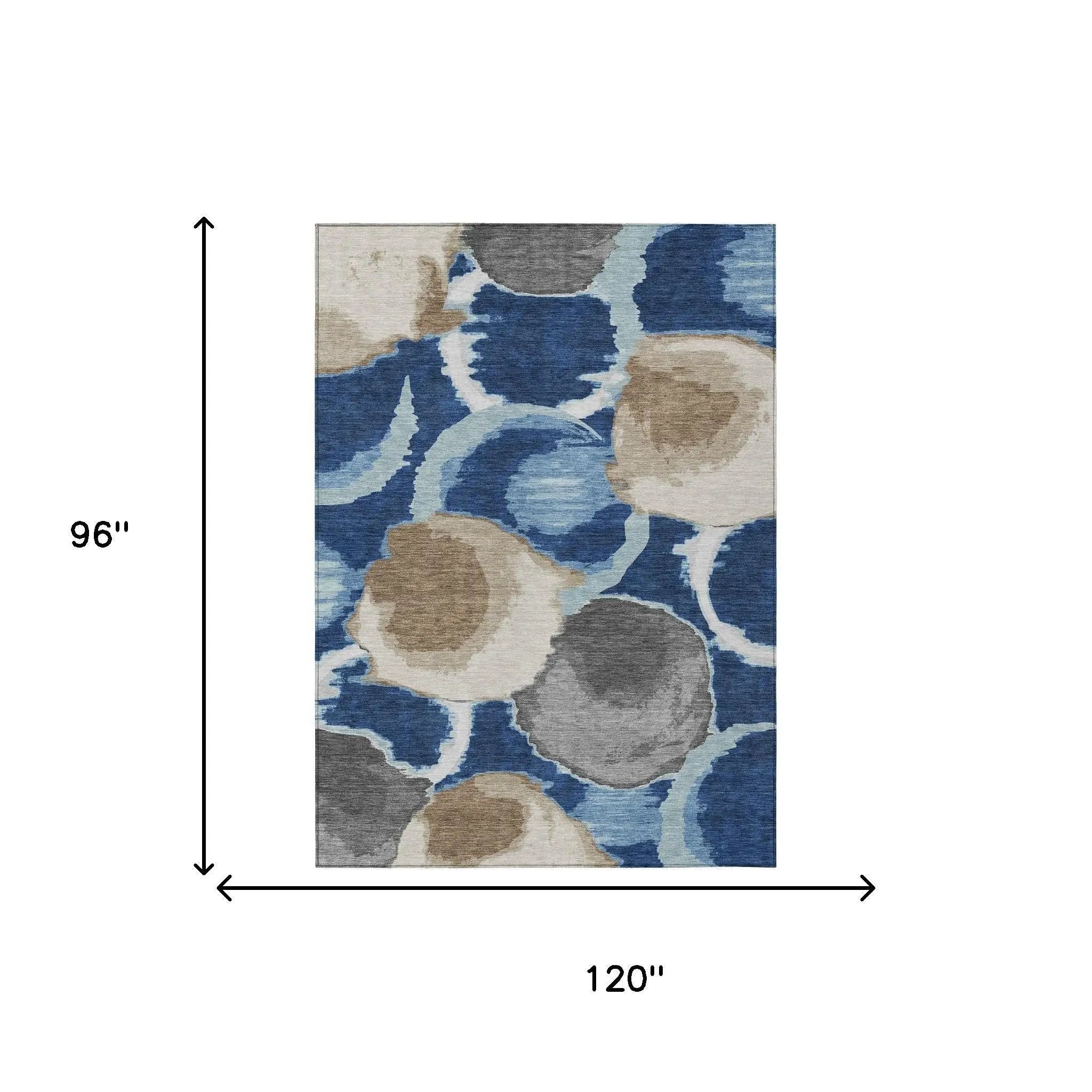 8' X 10' Navy Blue And Blue Abstract Washable Indoor Outdoor Area Rug Homeroots Outdoor