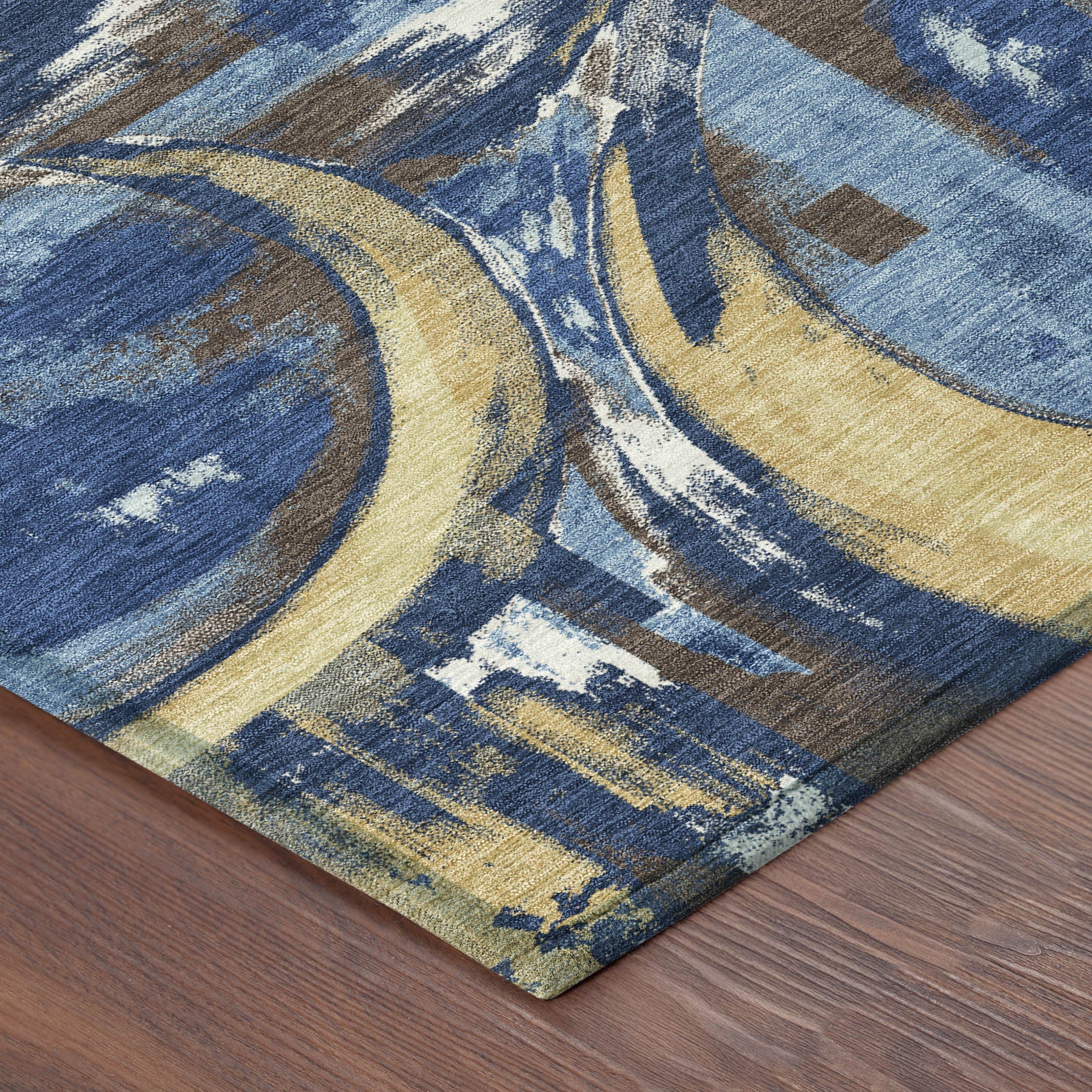 8' X 10' Navy Blue And Blue Abstract Washable Indoor Outdoor Area Rug Homeroots Outdoor