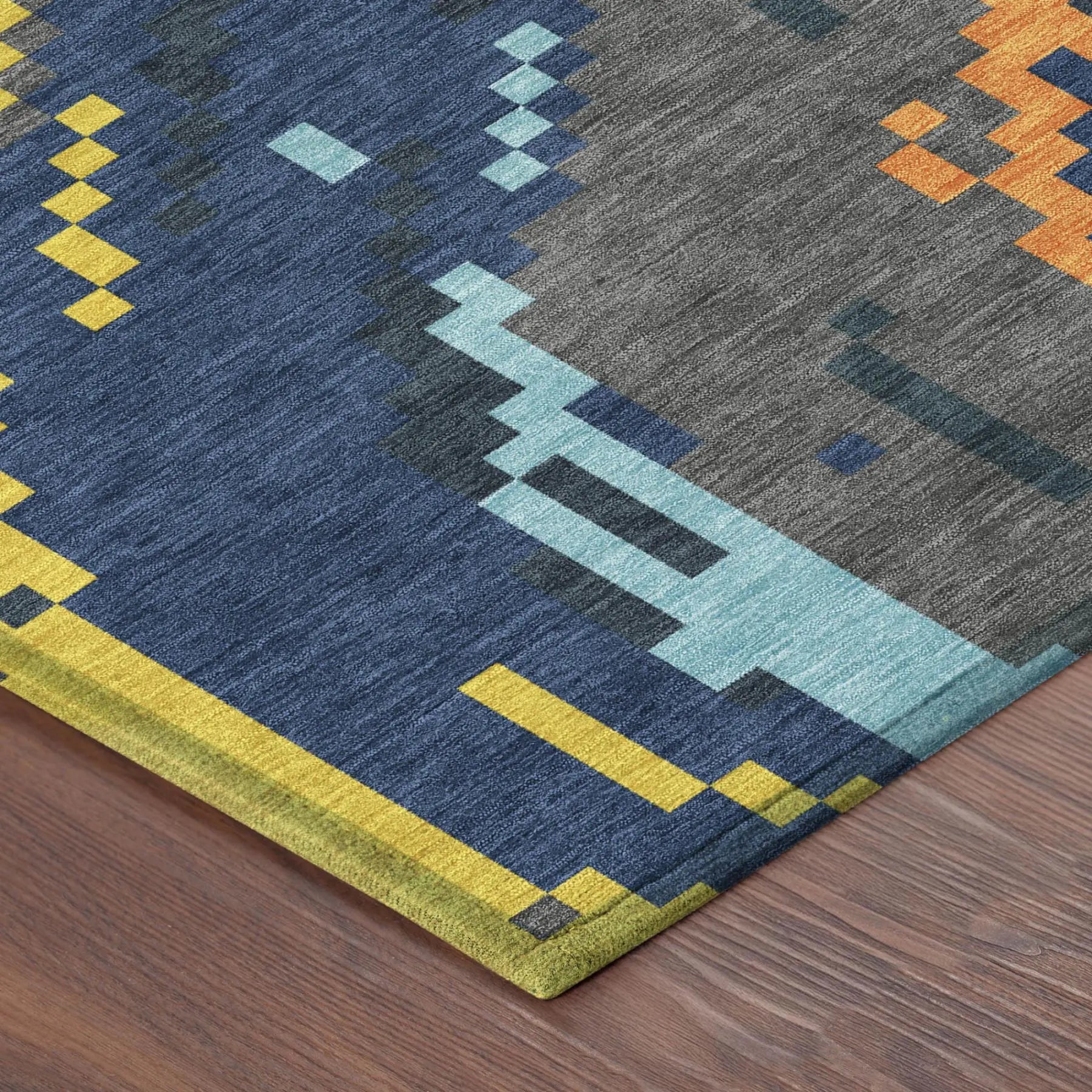 8' X 10' Navy Blue And Blue Abstract Washable Indoor Outdoor Area Rug Homeroots Outdoor