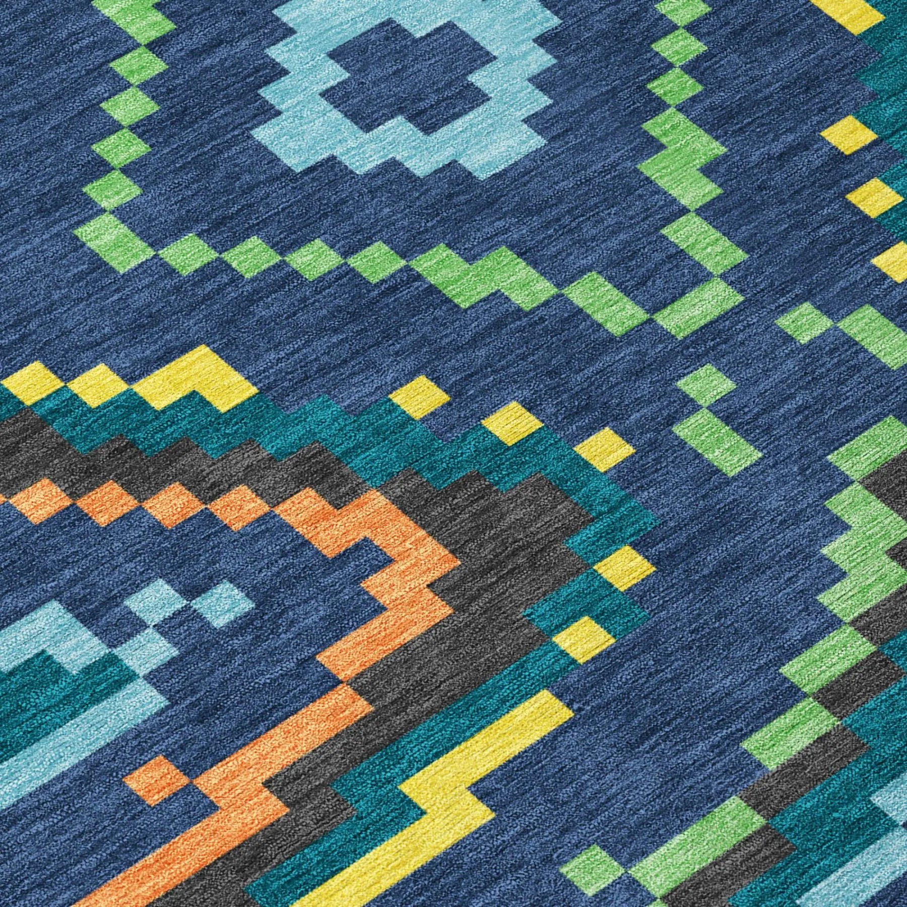 8' X 10' Navy Blue And Blue Abstract Washable Indoor Outdoor Area Rug Homeroots Outdoor