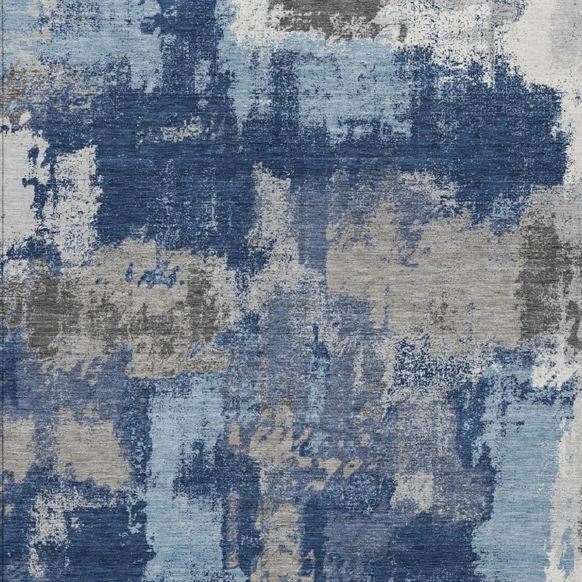 8' X 10' Navy Blue And Blue Abstract Washable Indoor Outdoor Area Rug Homeroots Outdoor