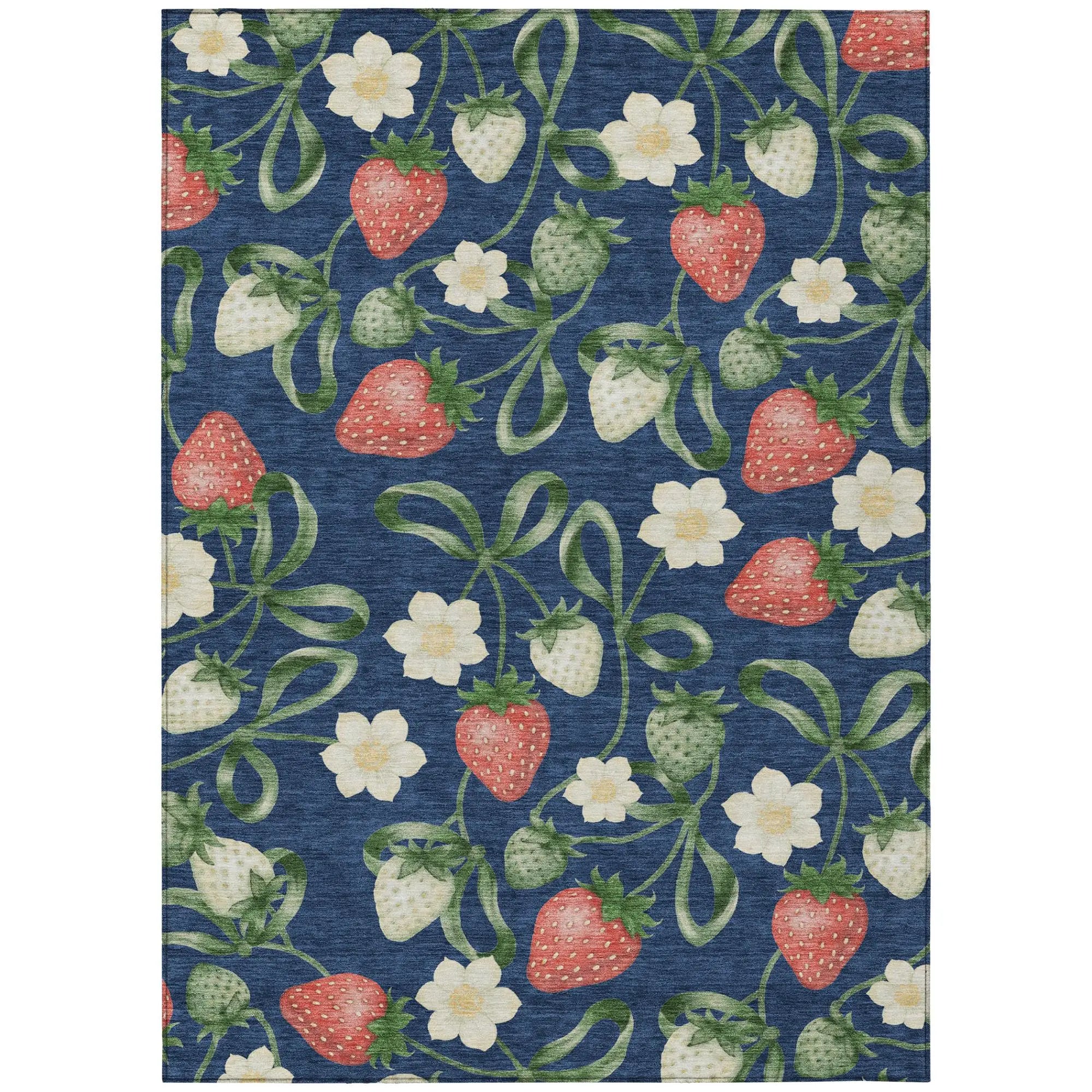 8' X 10' Navy Blue And Blue Floral Washable Indoor Outdoor Area Rug Homeroots Outdoor