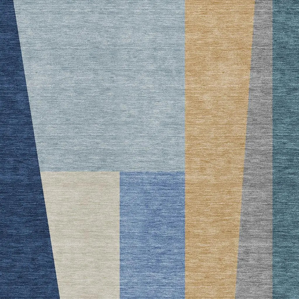 8' X 10' Navy Blue And Blue Geometric Washable Indoor Outdoor Area Rug Homeroots Outdoor