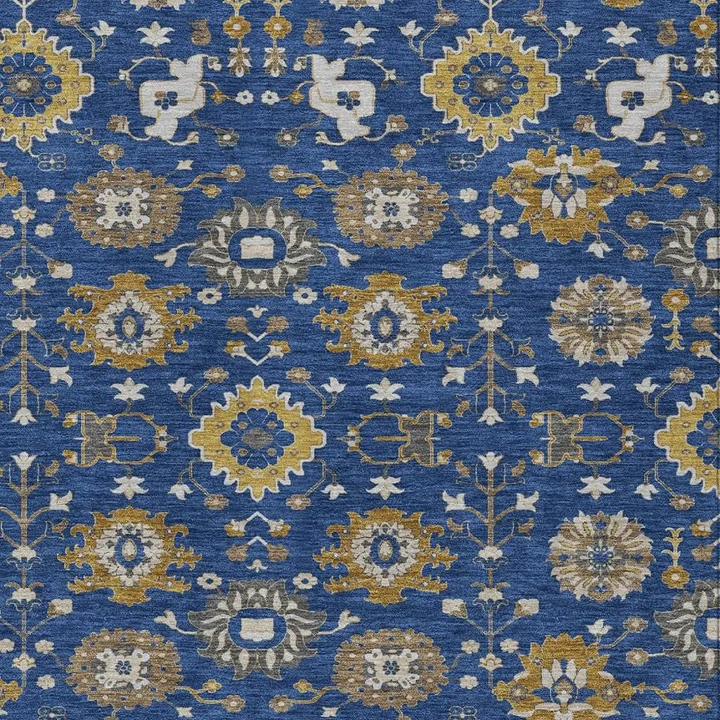 8' X 10' Navy Blue And Blue Geometric Washable Indoor Outdoor Area Rug Homeroots Outdoor