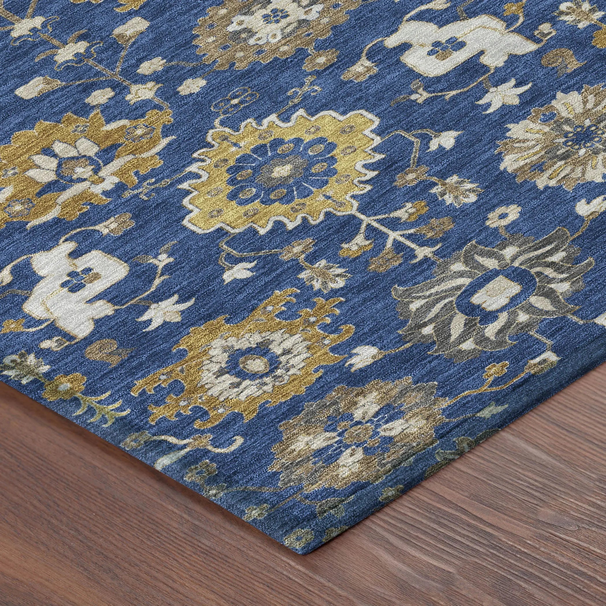 8' X 10' Navy Blue And Blue Geometric Washable Indoor Outdoor Area Rug Homeroots Outdoor