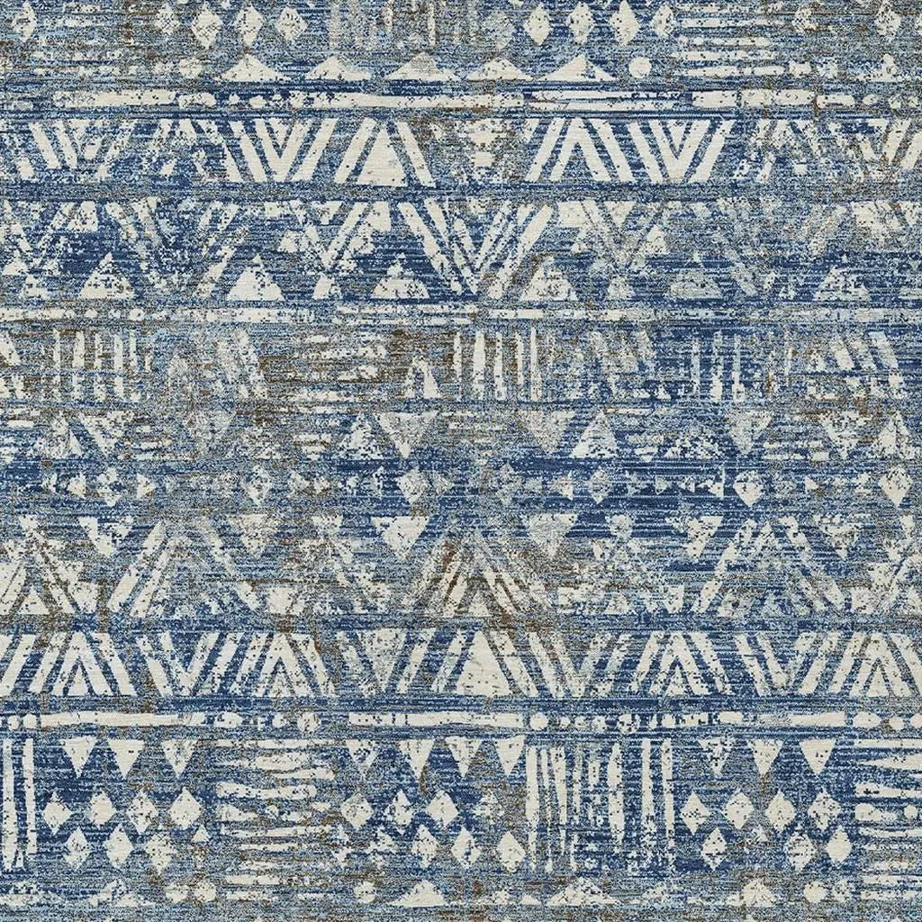 8' X 10' Navy Blue And Blue Geometric Washable Indoor Outdoor Area Rug Homeroots Outdoor