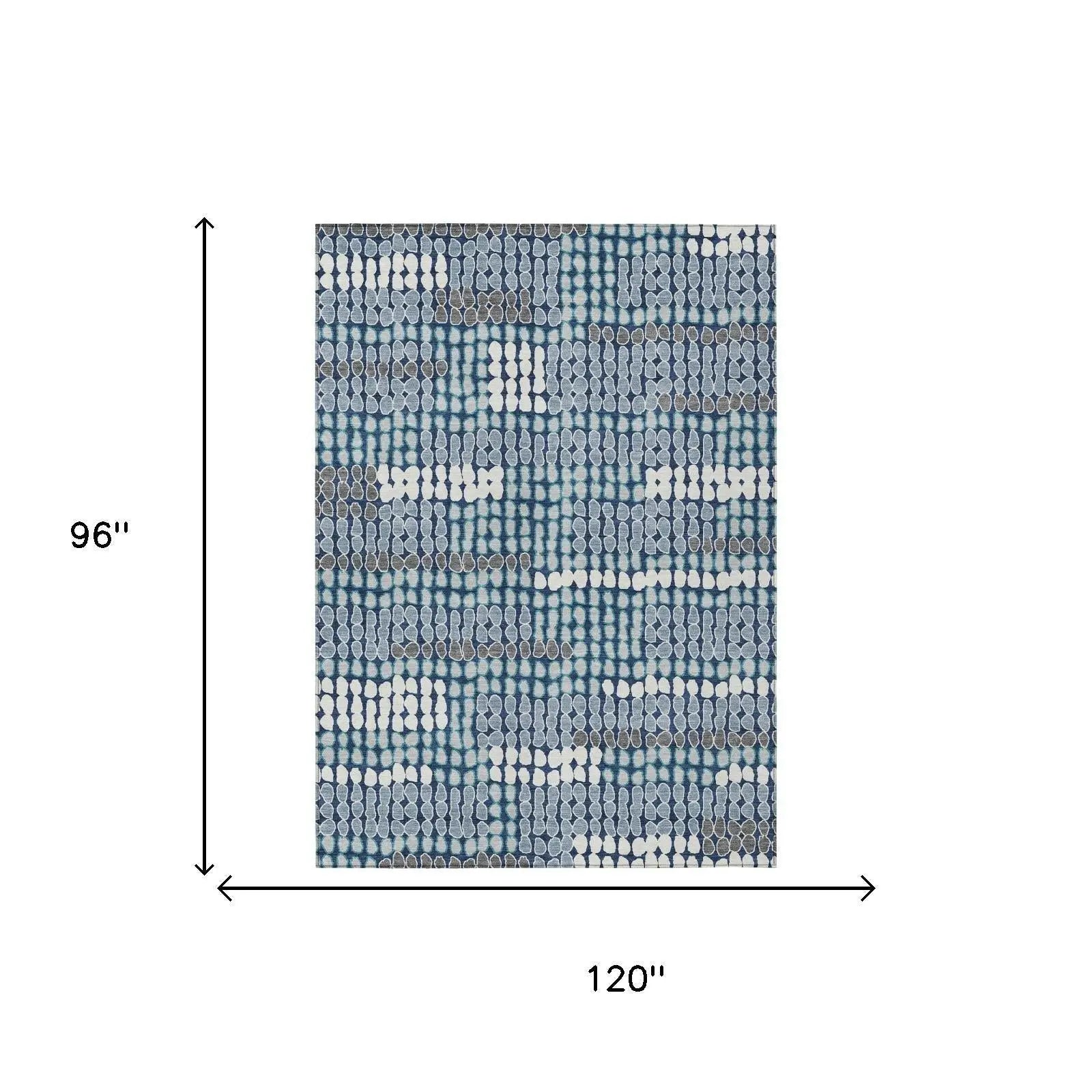 8' X 10' Navy Blue And Blue Geometric Washable Indoor Outdoor Area Rug Homeroots Outdoor