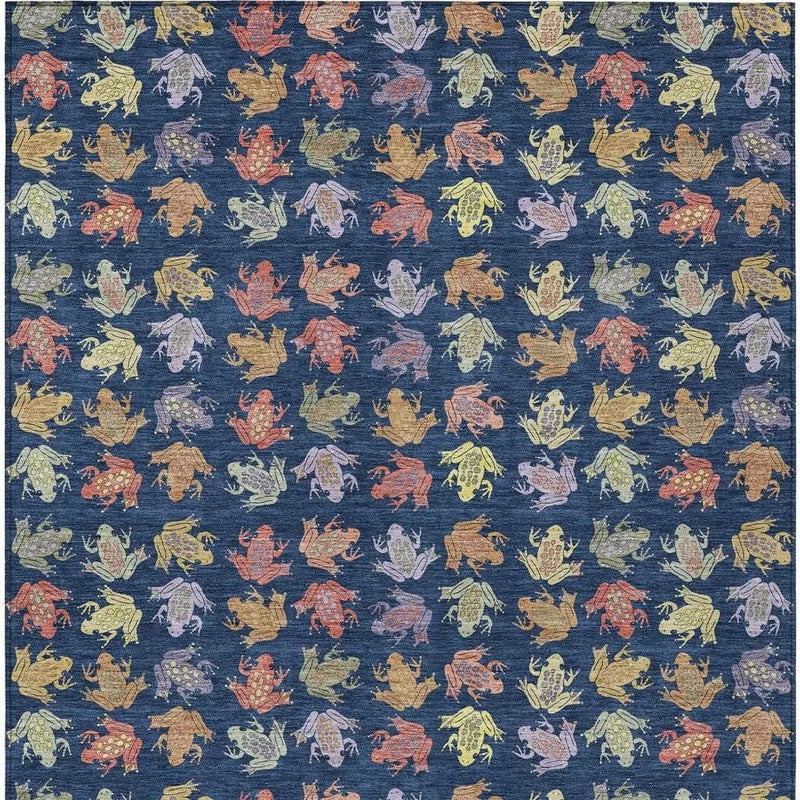 8' X 10' Navy Blue And Blue Geometric Washable Indoor Outdoor Area Rug Homeroots Outdoor