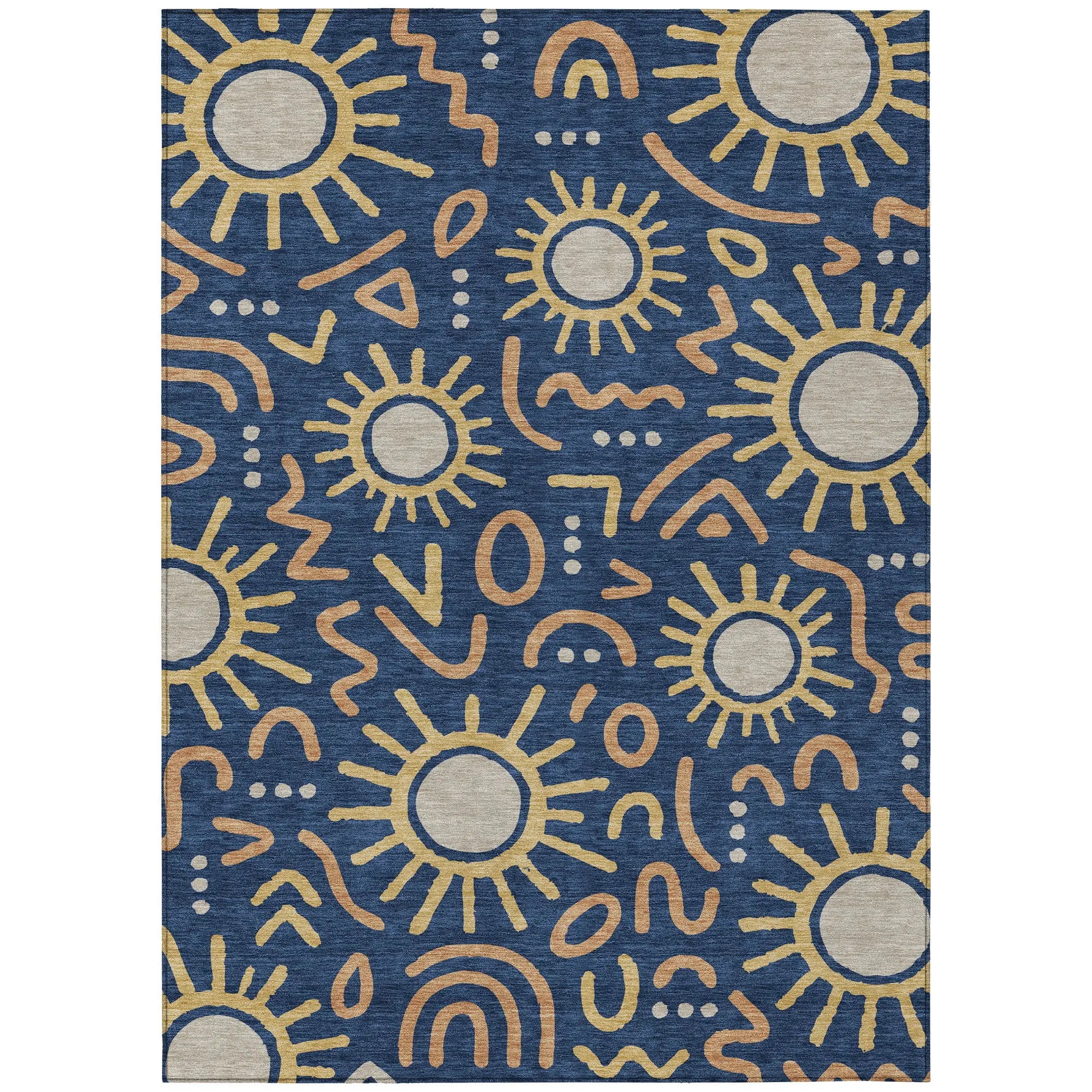 8' X 10' Navy Blue And Blue Geometric Washable Indoor Outdoor Area Rug Homeroots Outdoor