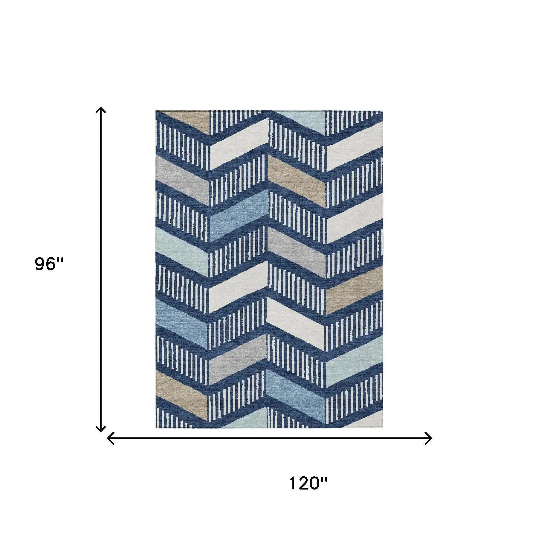 8' X 10' Navy Blue And Blue Geometric Washable Indoor Outdoor Area Rug Homeroots Outdoor