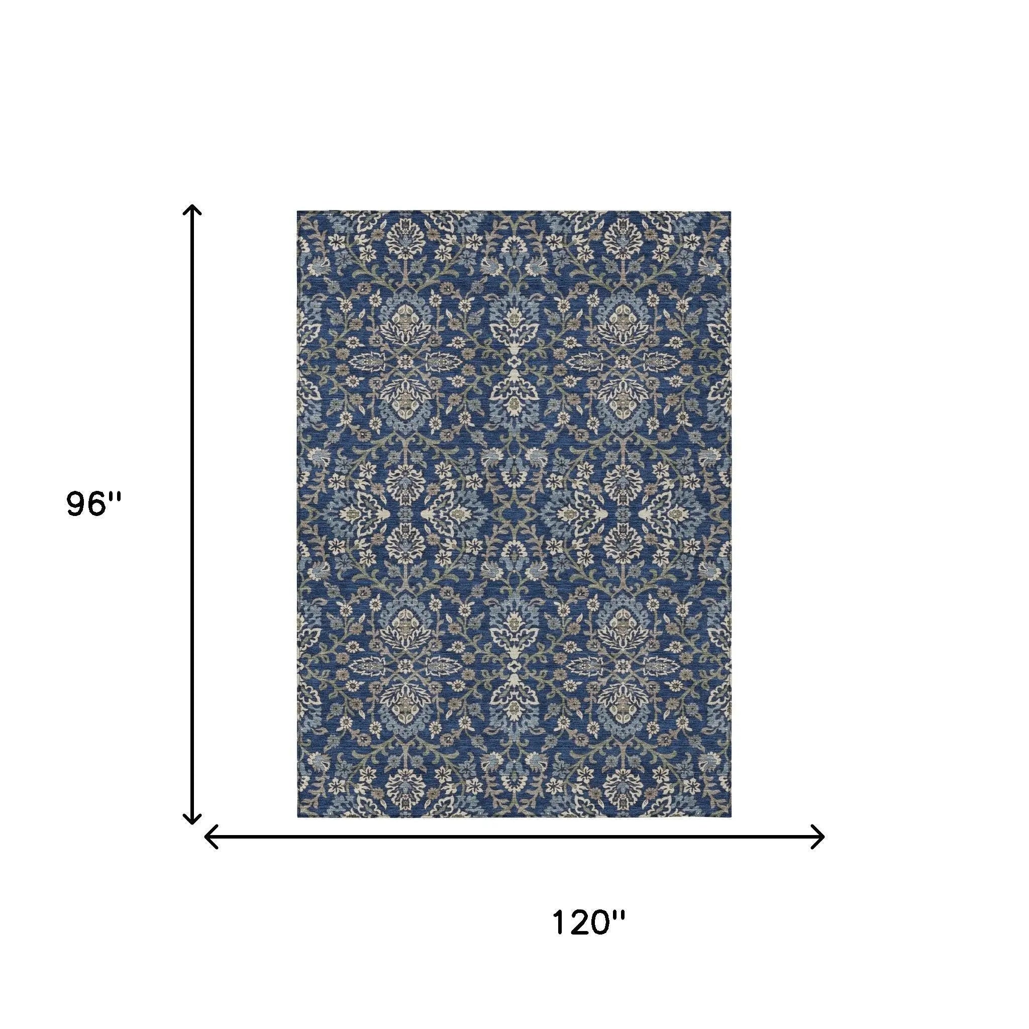8' X 10' Navy Blue And Blue Geometric Washable Indoor Outdoor Area Rug Homeroots Outdoor