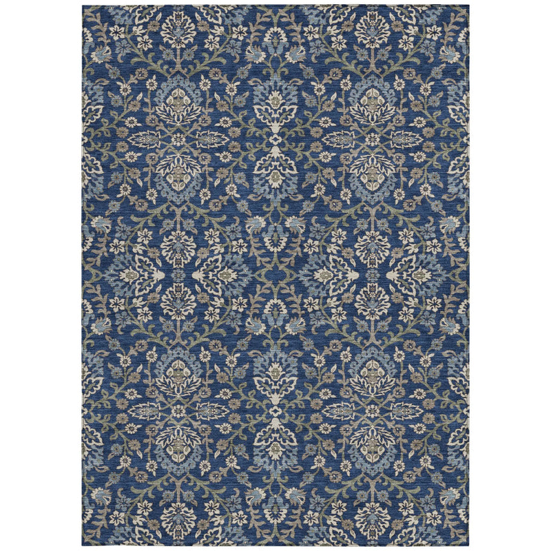 8' X 10' Navy Blue And Blue Geometric Washable Indoor Outdoor Area Rug Homeroots Outdoor