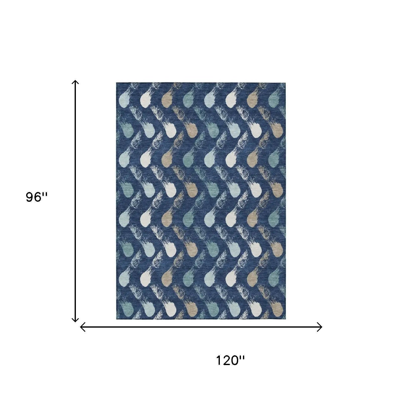 8' X 10' Navy Blue And Blue Geometric Washable Indoor Outdoor Area Rug Homeroots Outdoor
