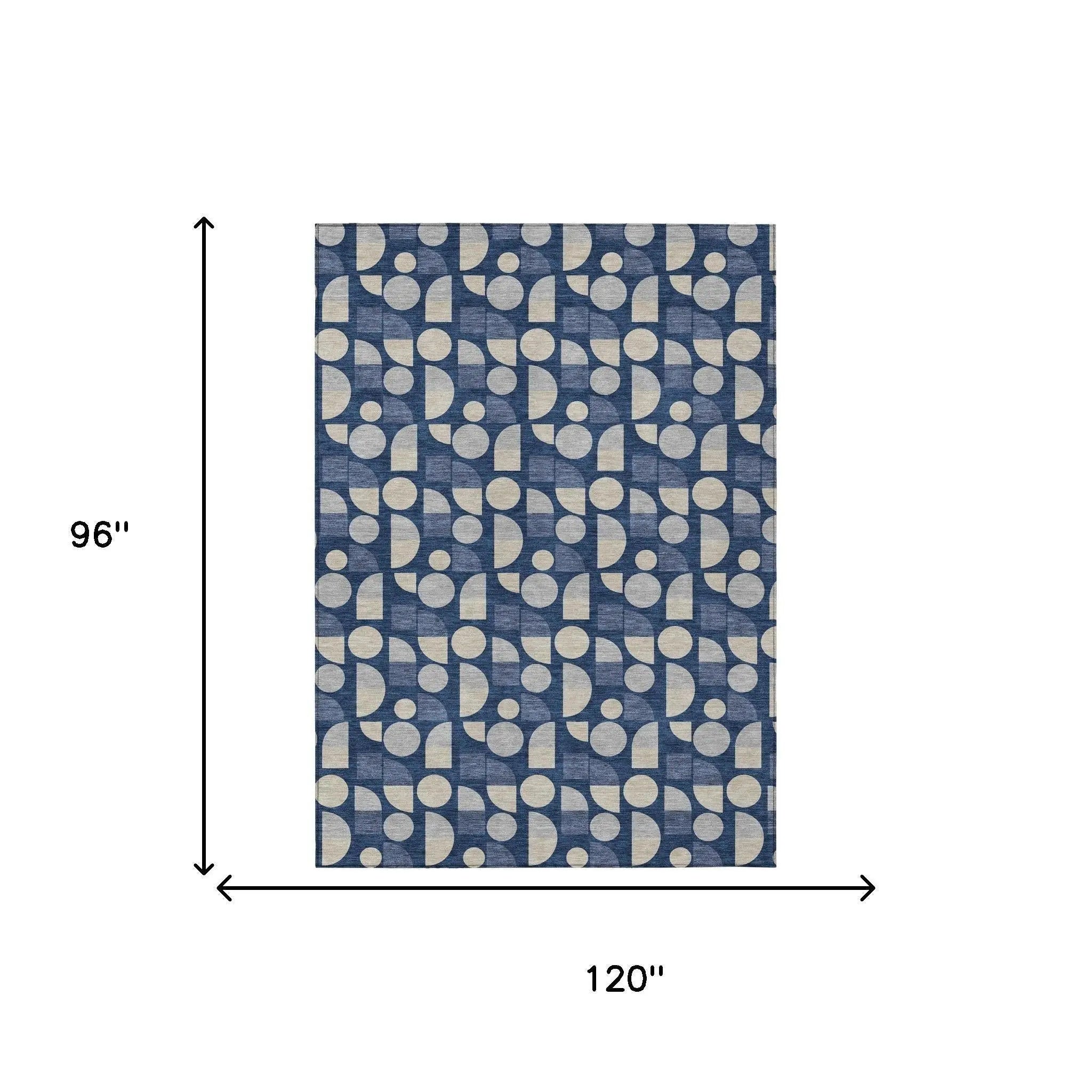 8' X 10' Navy Blue And Blue Geometric Washable Indoor Outdoor Area Rug Homeroots Outdoor