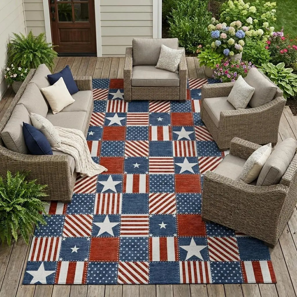 8' X 10' Navy Blue And Blue Geometric Washable Indoor Outdoor Area Rug Homeroots Outdoor