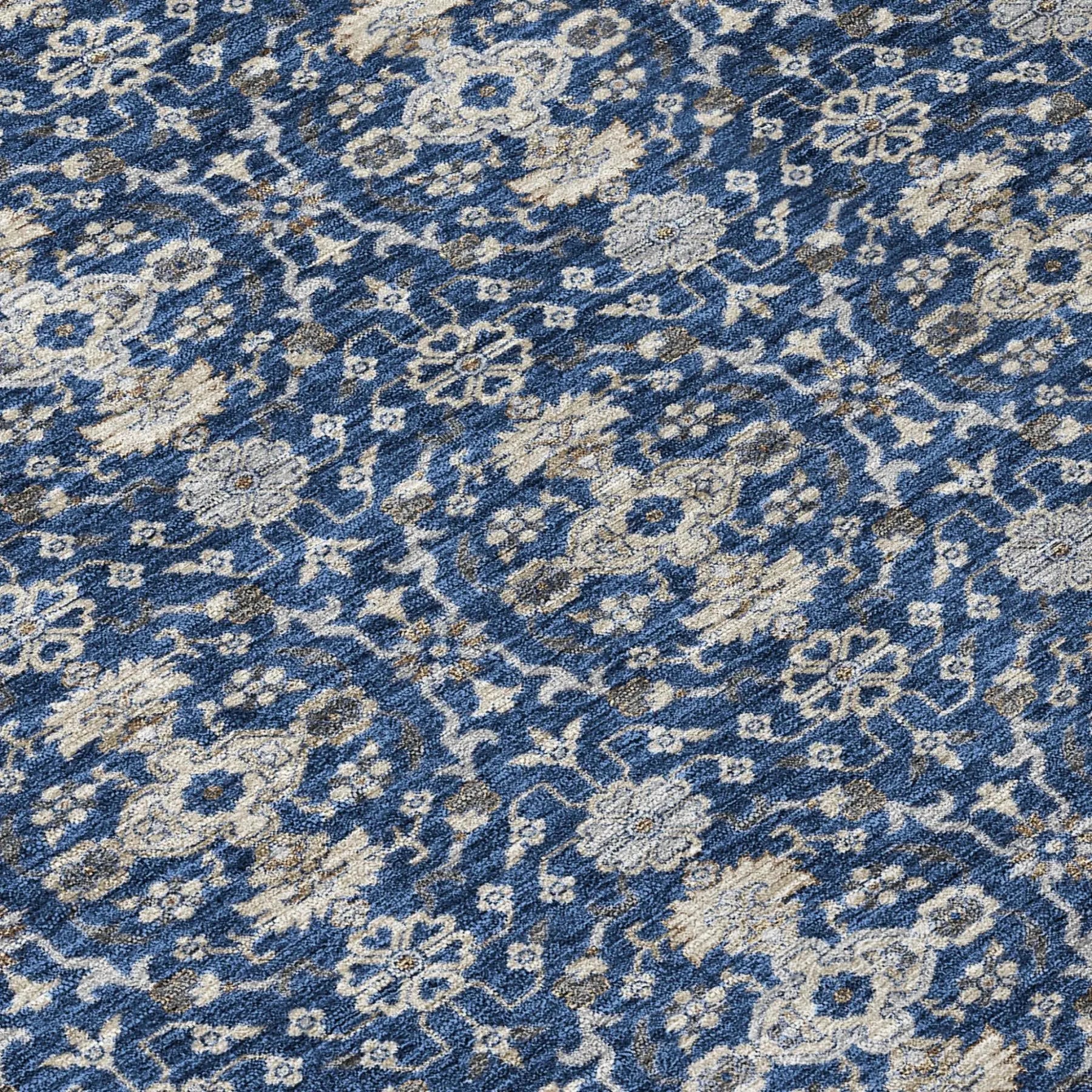 8' X 10' Navy Blue And Blue Oriental Washable Indoor Outdoor Area Rug Homeroots Outdoor
