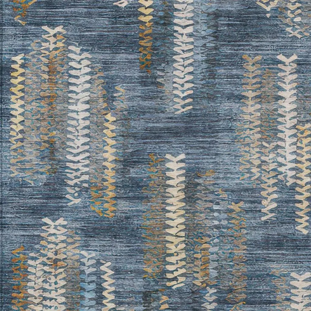 8' X 10' Navy Blue And Blue Striped Washable Indoor Outdoor Area Rug Homeroots Outdoor