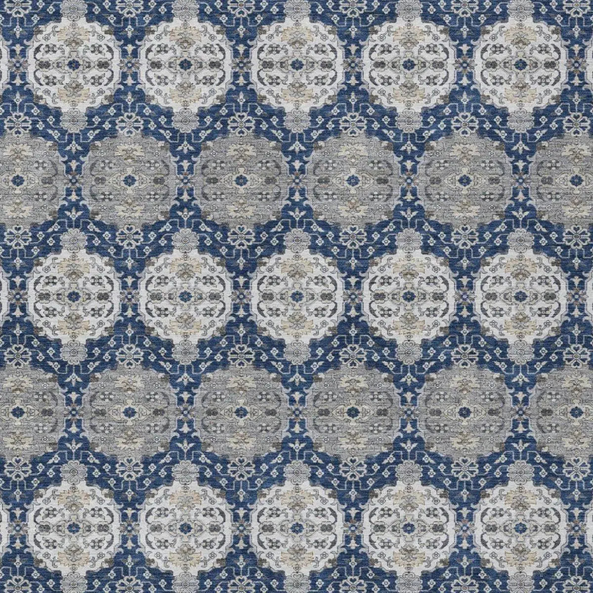 8' X 10' Navy Blue And Blue Striped Washable Indoor Outdoor Area Rug Homeroots Outdoor