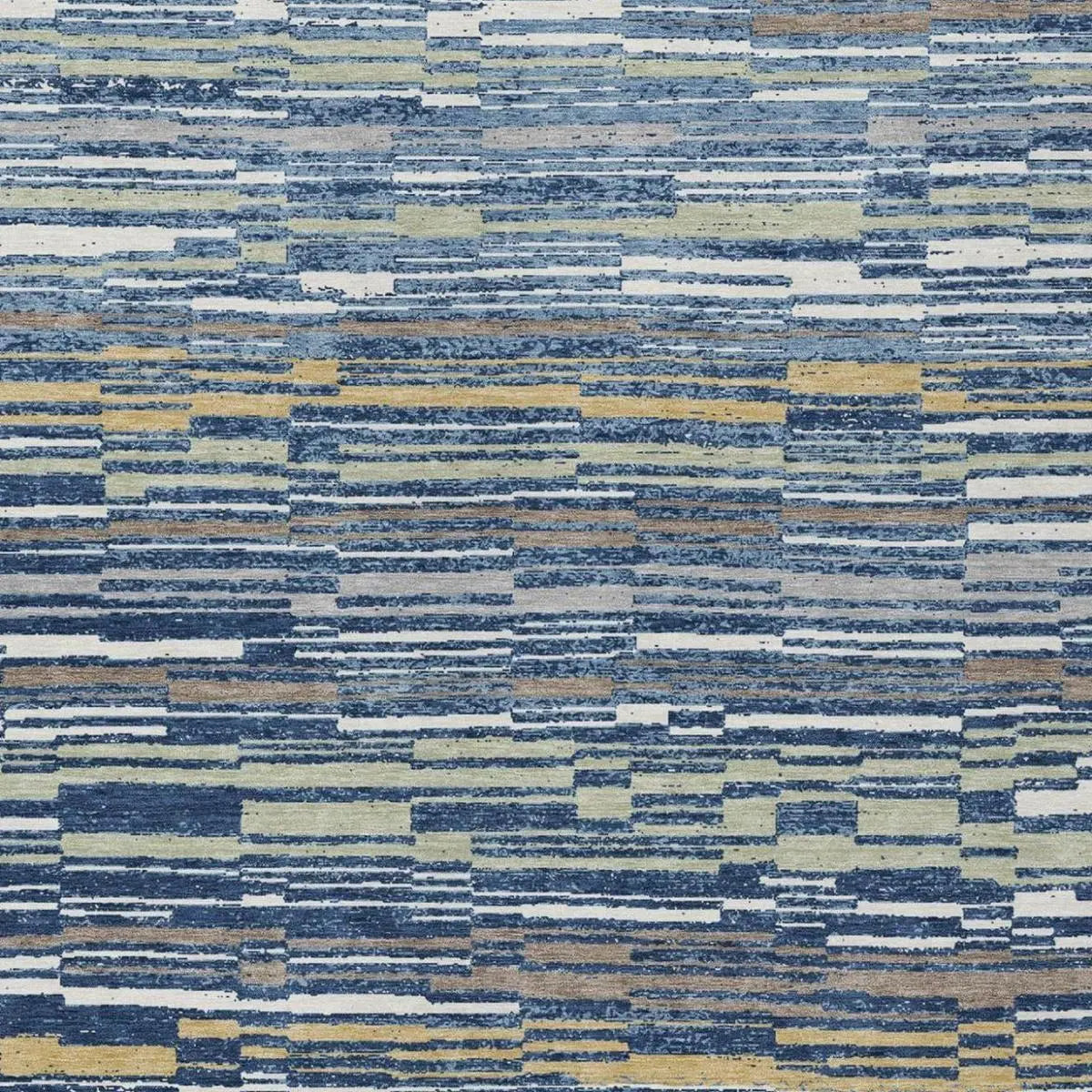 8' X 10' Navy Blue And Blue Striped Washable Indoor Outdoor Area Rug Homeroots Outdoor